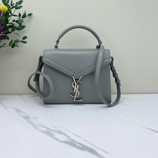 Saint Laurent - Cassandra Top Handle Bag - Smooth Cowhide Leather - Grey Silver - (small)