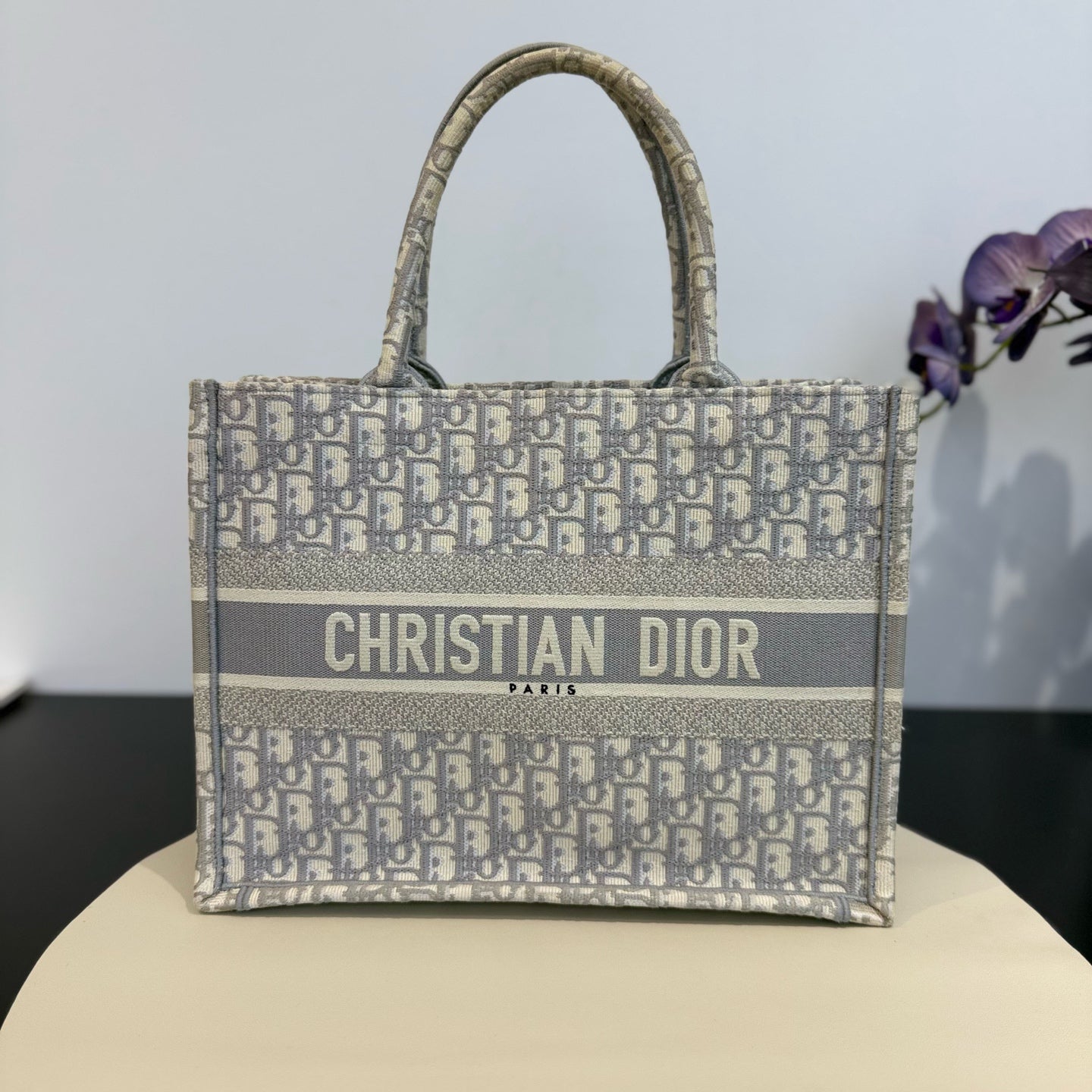 Dior - Book Tote - Embroidered canvas - Grey - (Medium)