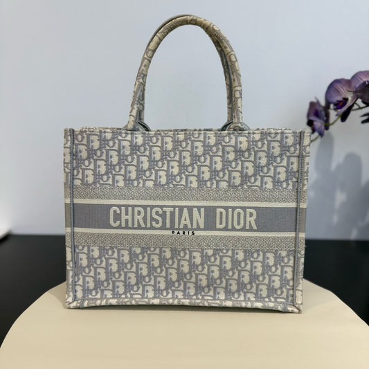Dior - Book Tote - Embroidered canvas - Grey - (Medium)