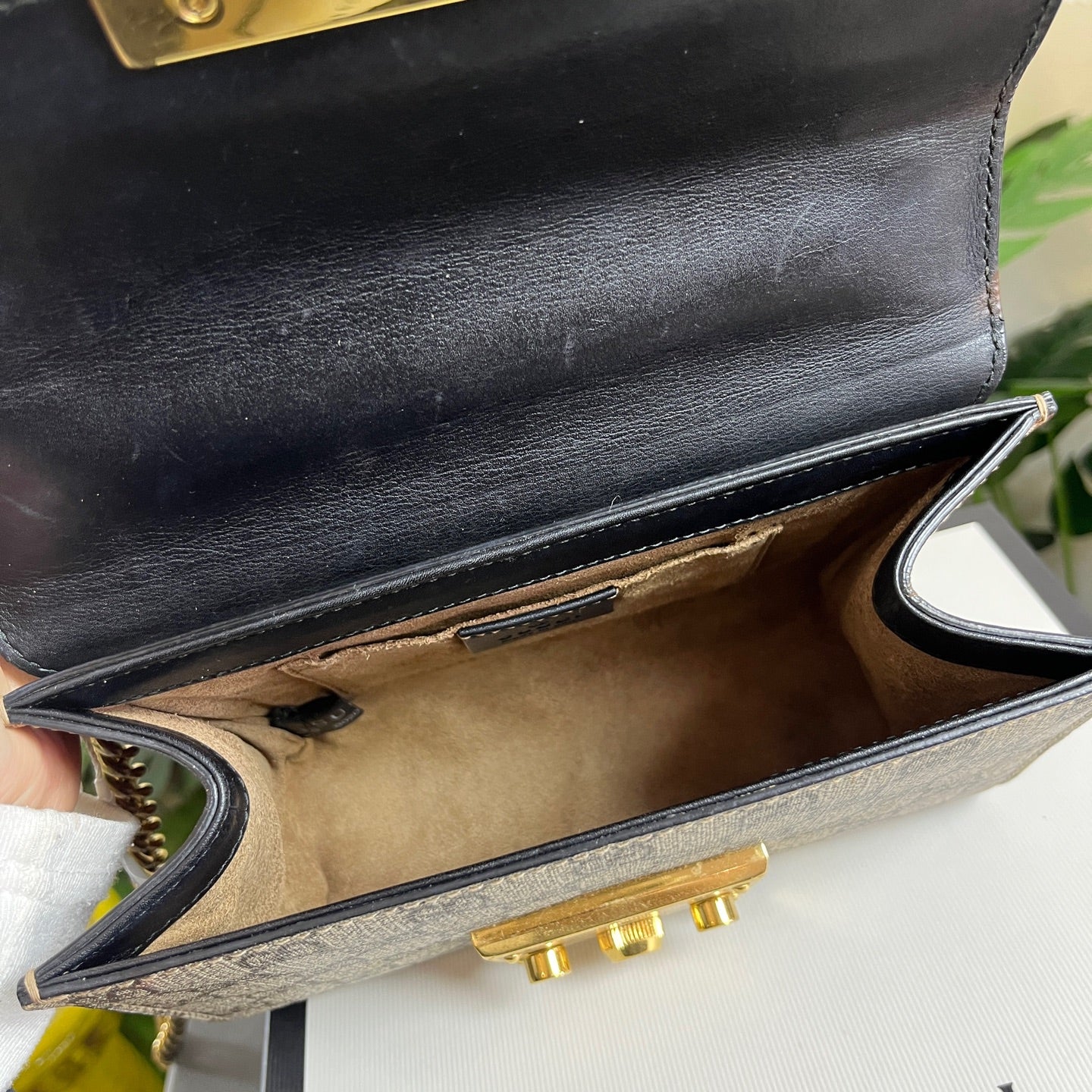 Gucci - Padlock Mini Shoulder Bag - GG Supreme canvas with leather trim - Beige and Ebony with Black and Brown accents - (mini)