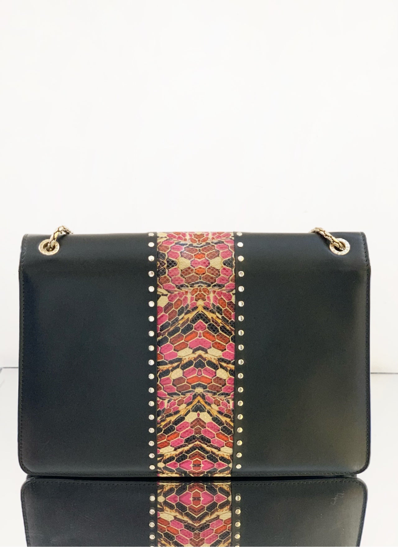 Bvlgari - Serpenti Forever Accordion Bag Limited Edition Rivet Python Patchwork - Leather and exotic python skin - Black and Multicolour - (Medium)