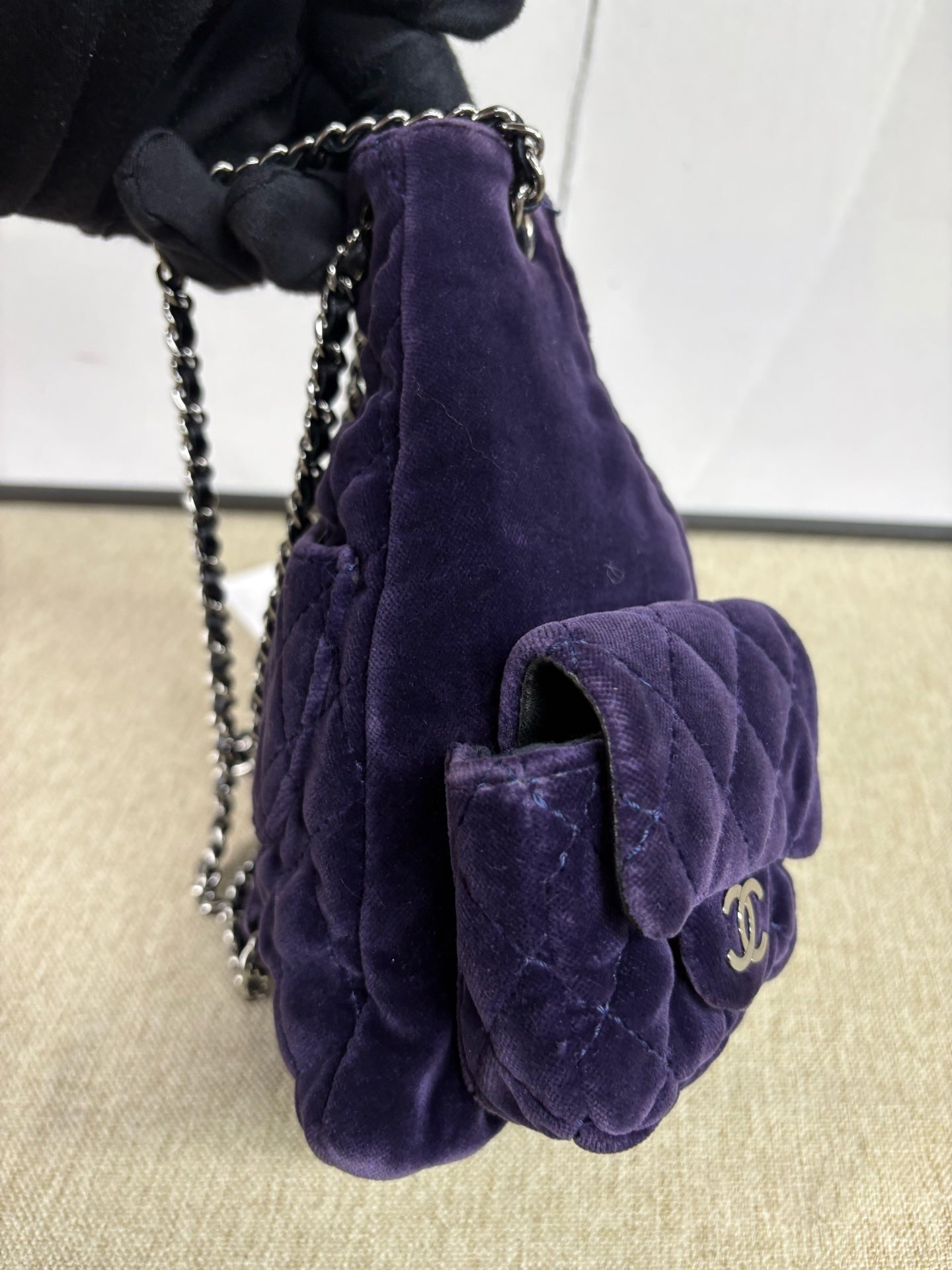 Chanel - Quilted Velvet Mini Backpack - Velvet - Purple with Silver-Tone Hardware - (mini)