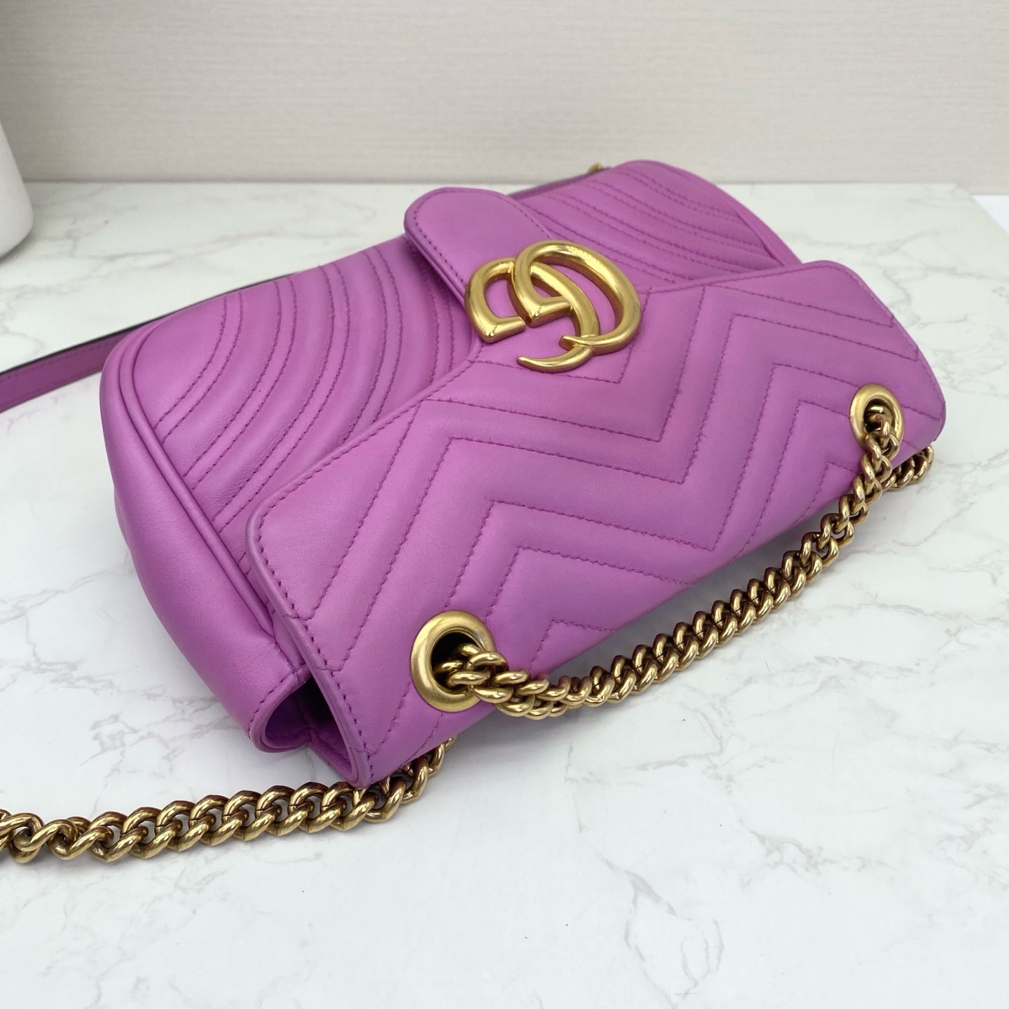 Gucci - GG Marmont Matelassé Shoulder Bag - Leather - Purple - (small)