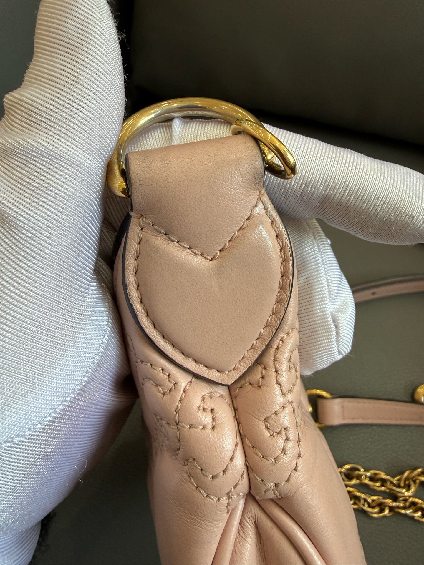 Gucci - Matelassé Small Crescent Bag - Leather - Pink - (Small)