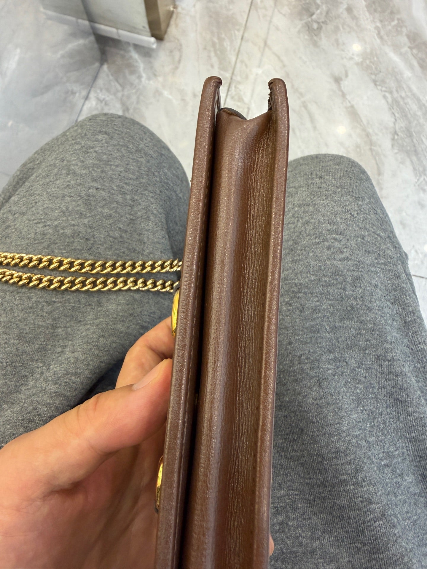 Gucci - 1955 Horsebit Wallet on Chain - GG Supreme canvas and Leather - Beige and Brown with Gold-Tone Hardware - (Small)