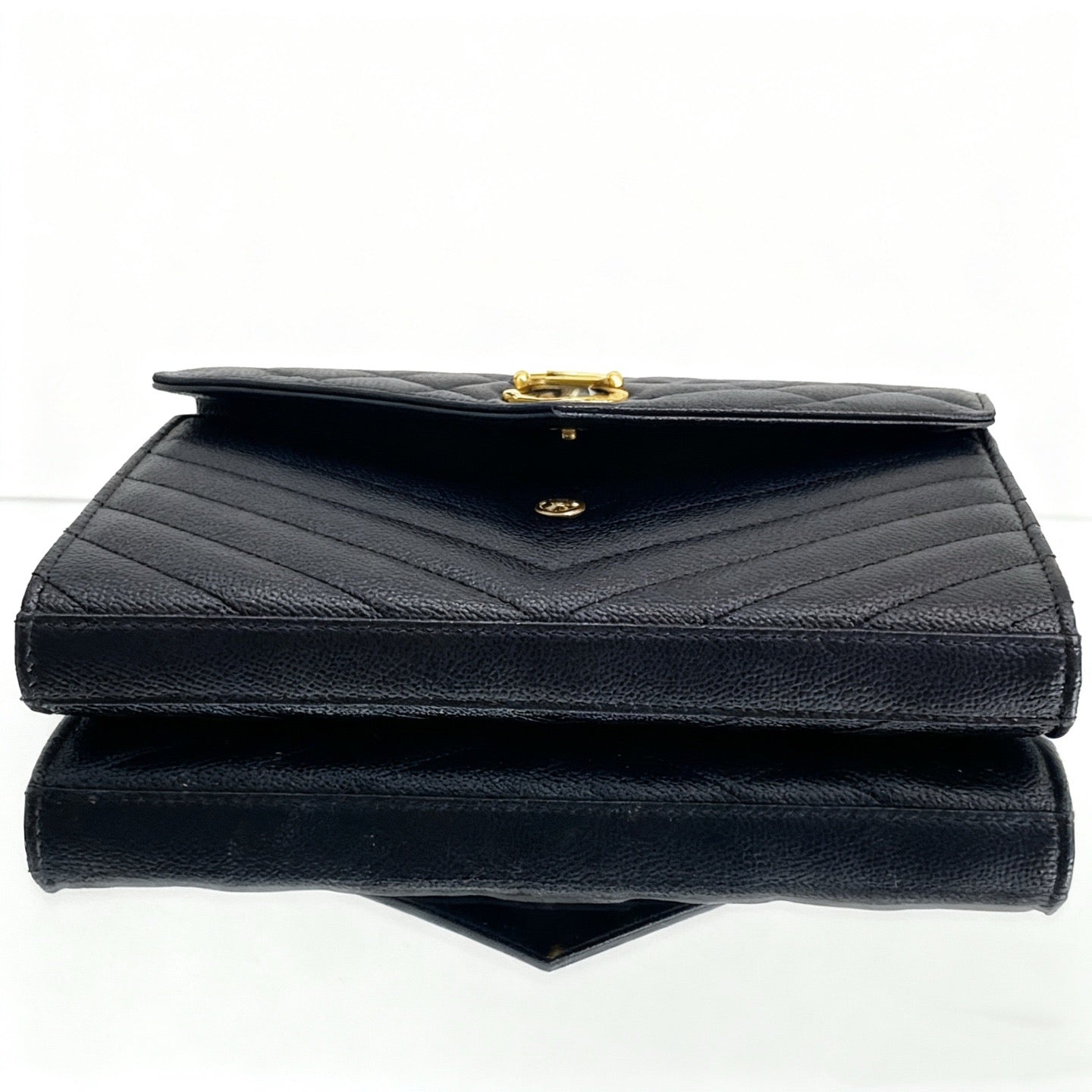 Saint Laurent - Kate Envelope Chain Wallet - Grained leather - Black with Gold-Tone Hardware - (Small)