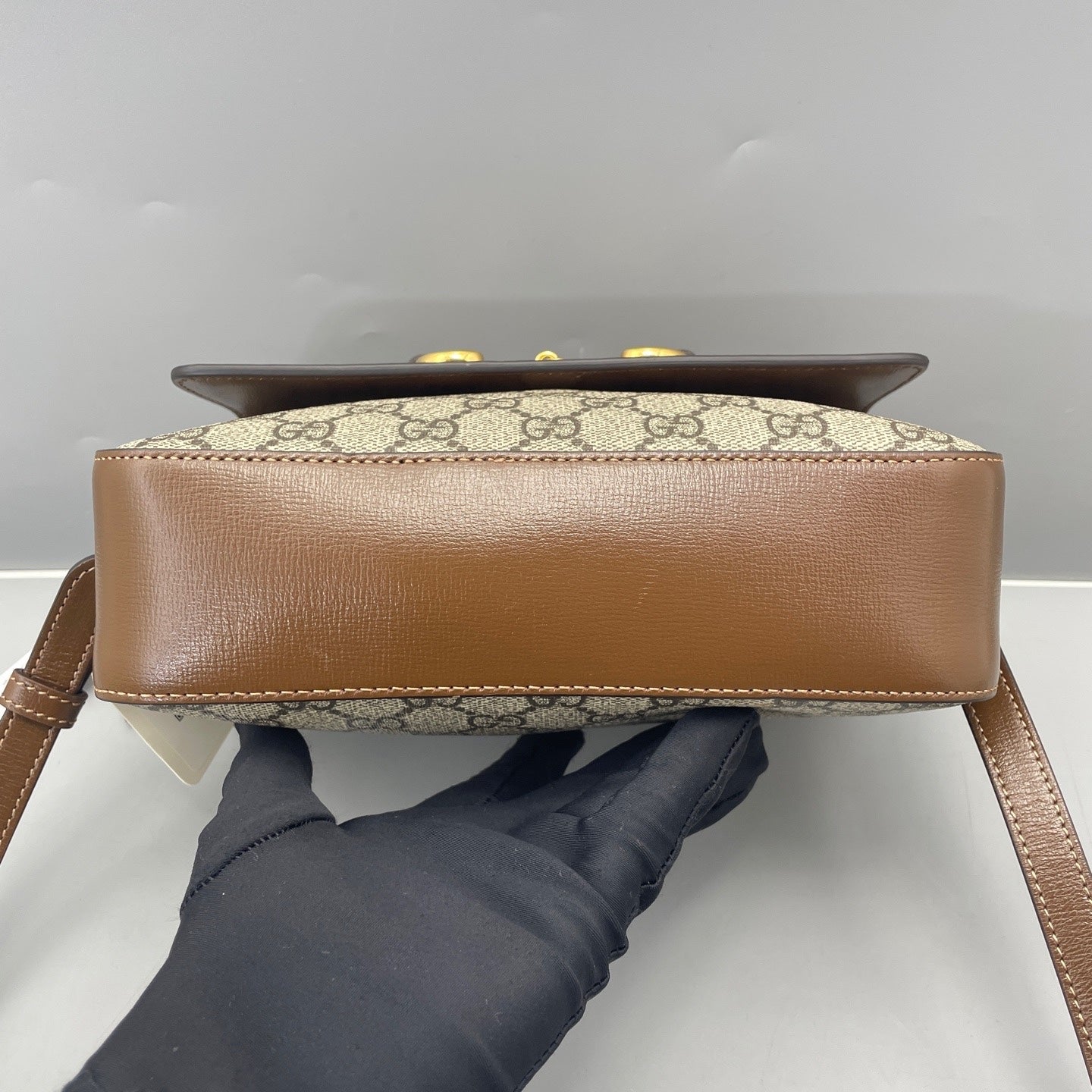 Gucci - 1955 Horsebit Camera Bag - GG Supreme canvas with leather trim - Brown - (small)