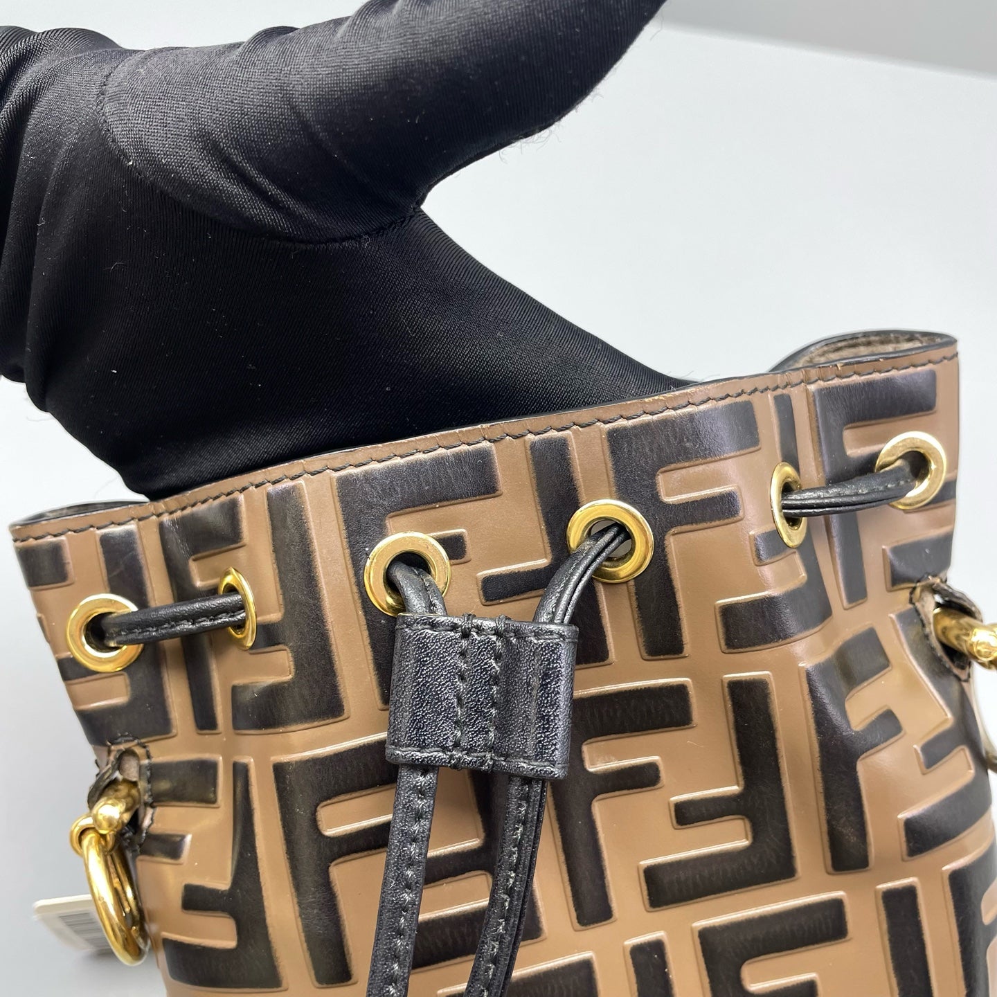 Fendi - Mini Bucket Bag with FF Monogram - Coated canvas with leather trim - Brown - (mini)