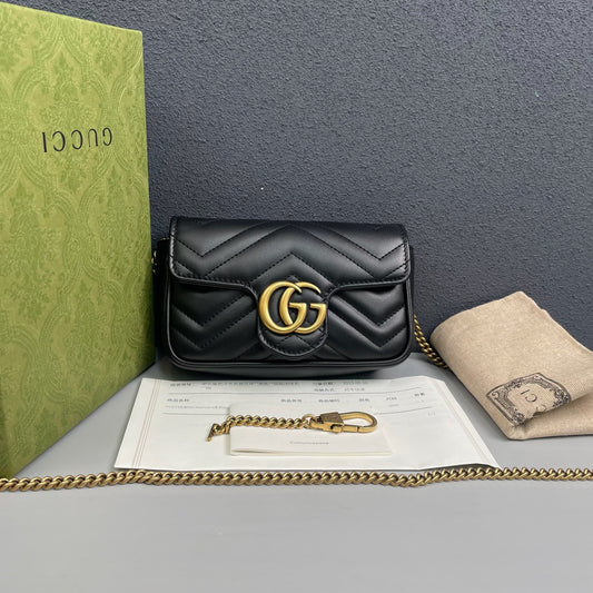 Gucci - Marmont Mini Chain Bag - Leather - Black - (mini)