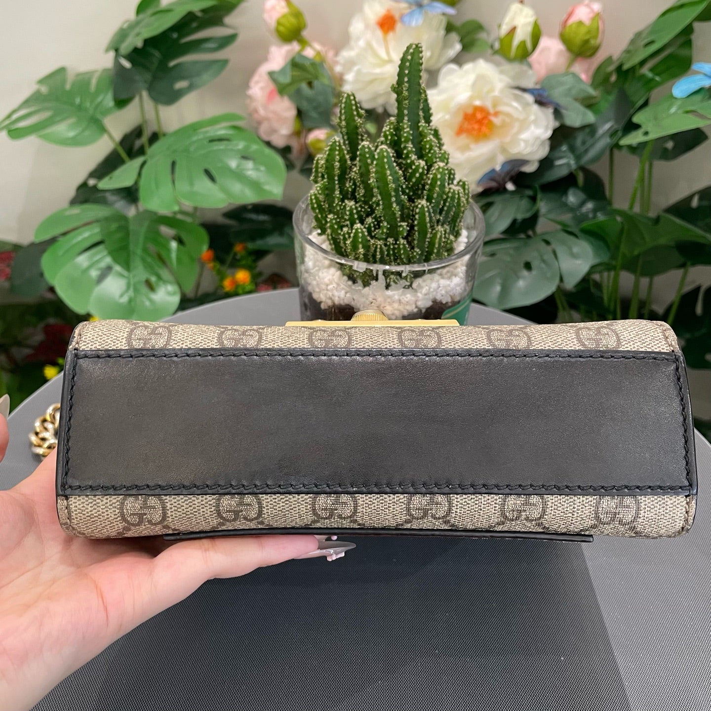 Gucci - Padlock Small Shoulder Bag - GG Supreme canvas with leather trim - Beige and Ebony with Black and Brown accents - (small)