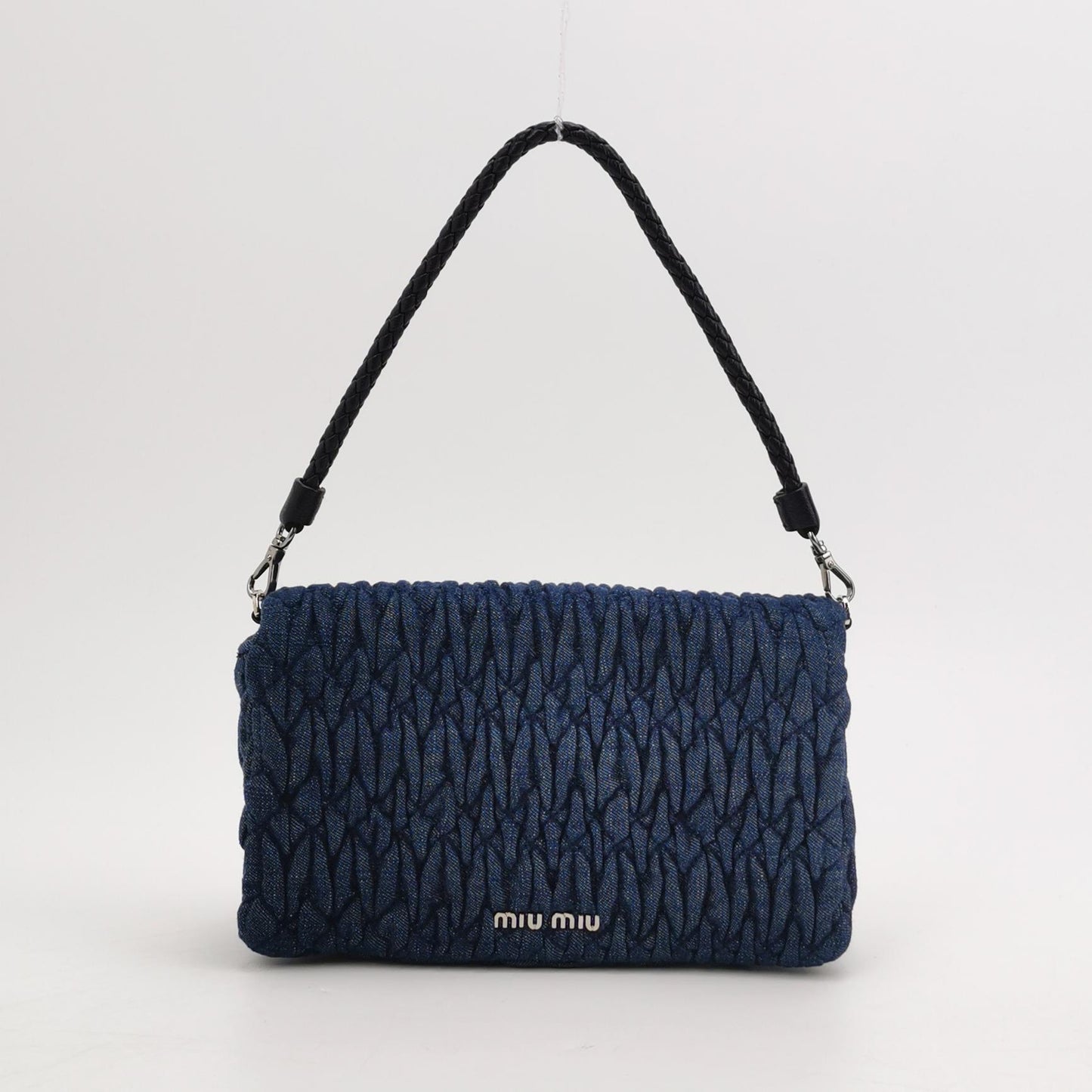 Miu Miu - Matelassé Denim Crystal Clutch - Denim - Jeans and Leather - Blue - (small)