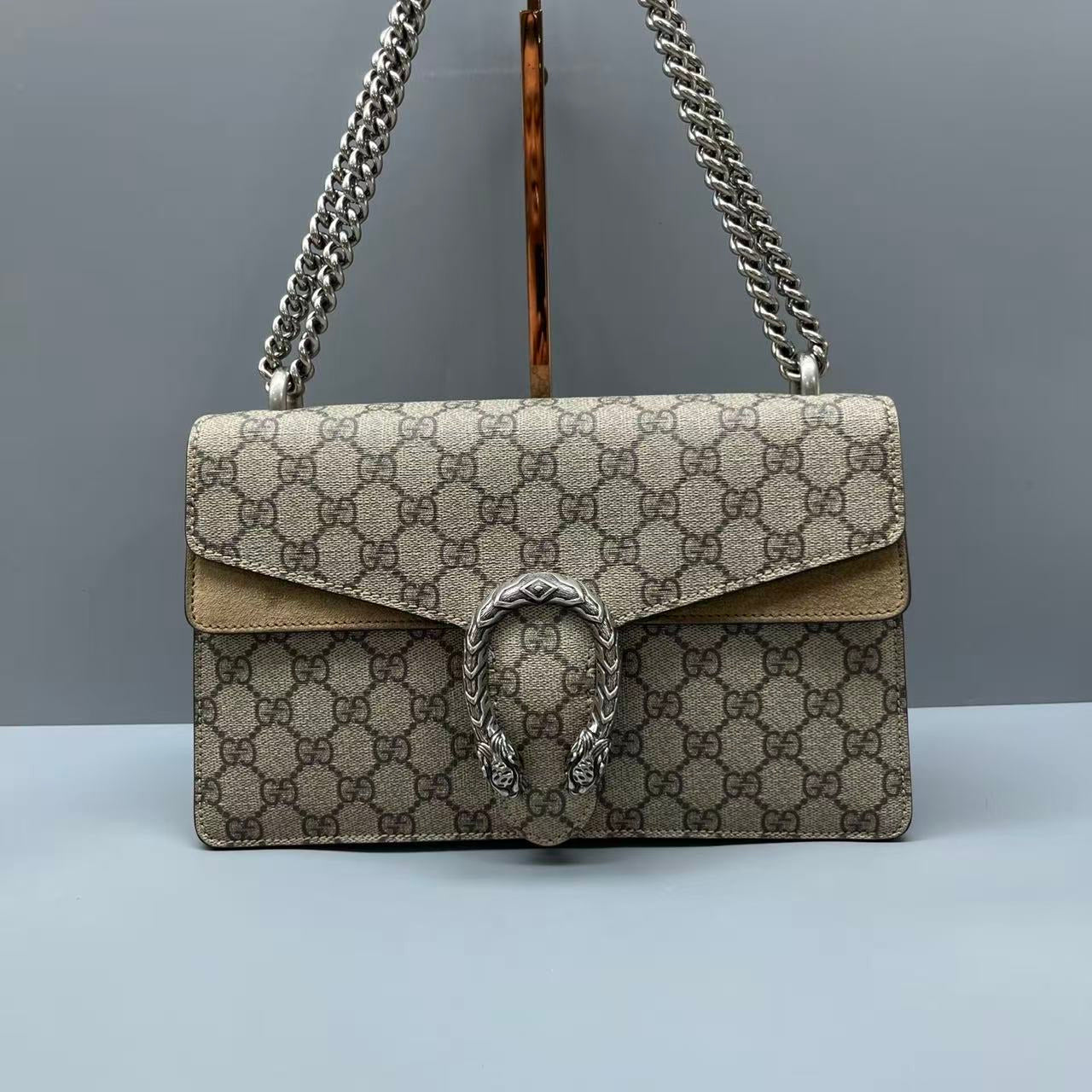 Gucci - Dionysus Shoulder Bag - GG Supreme canvas with suede and leather trim - Beige - (medium)