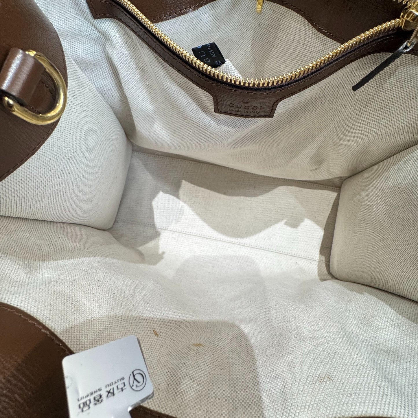 Gucci - Ophidia Small Tote Bag - GG Supreme coated canvas with leather trim - Beige and Brown - (small)