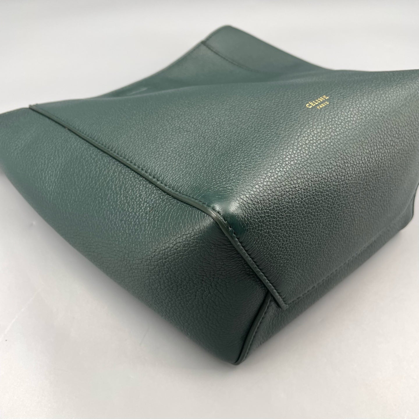 Celine - Small Sangle Bucket Bag (Style 182412L6024) - Grained leather - Dark Green - (Small)