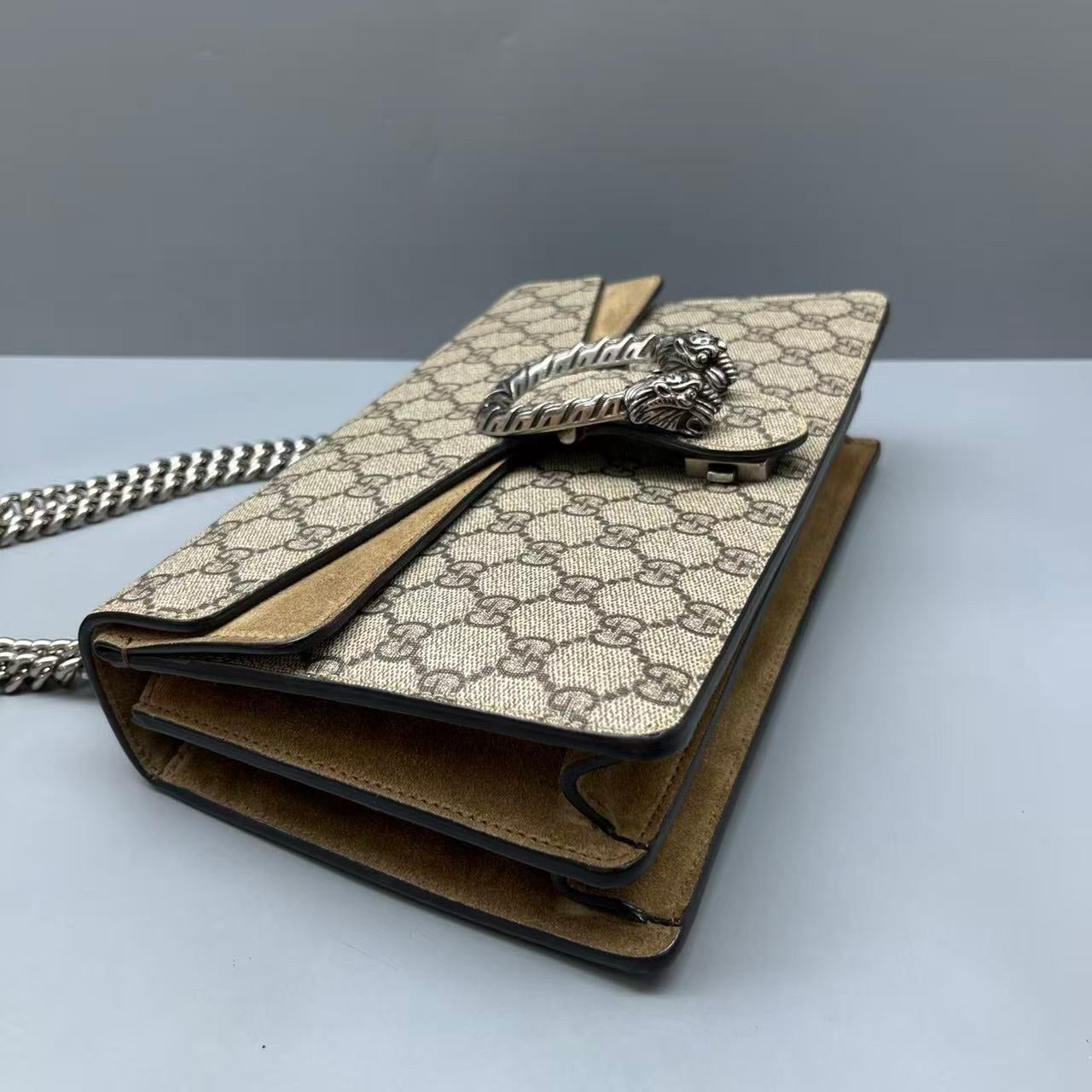 Gucci - Dionysus Shoulder Bag - GG Supreme canvas with suede and leather trim - Beige - (medium)