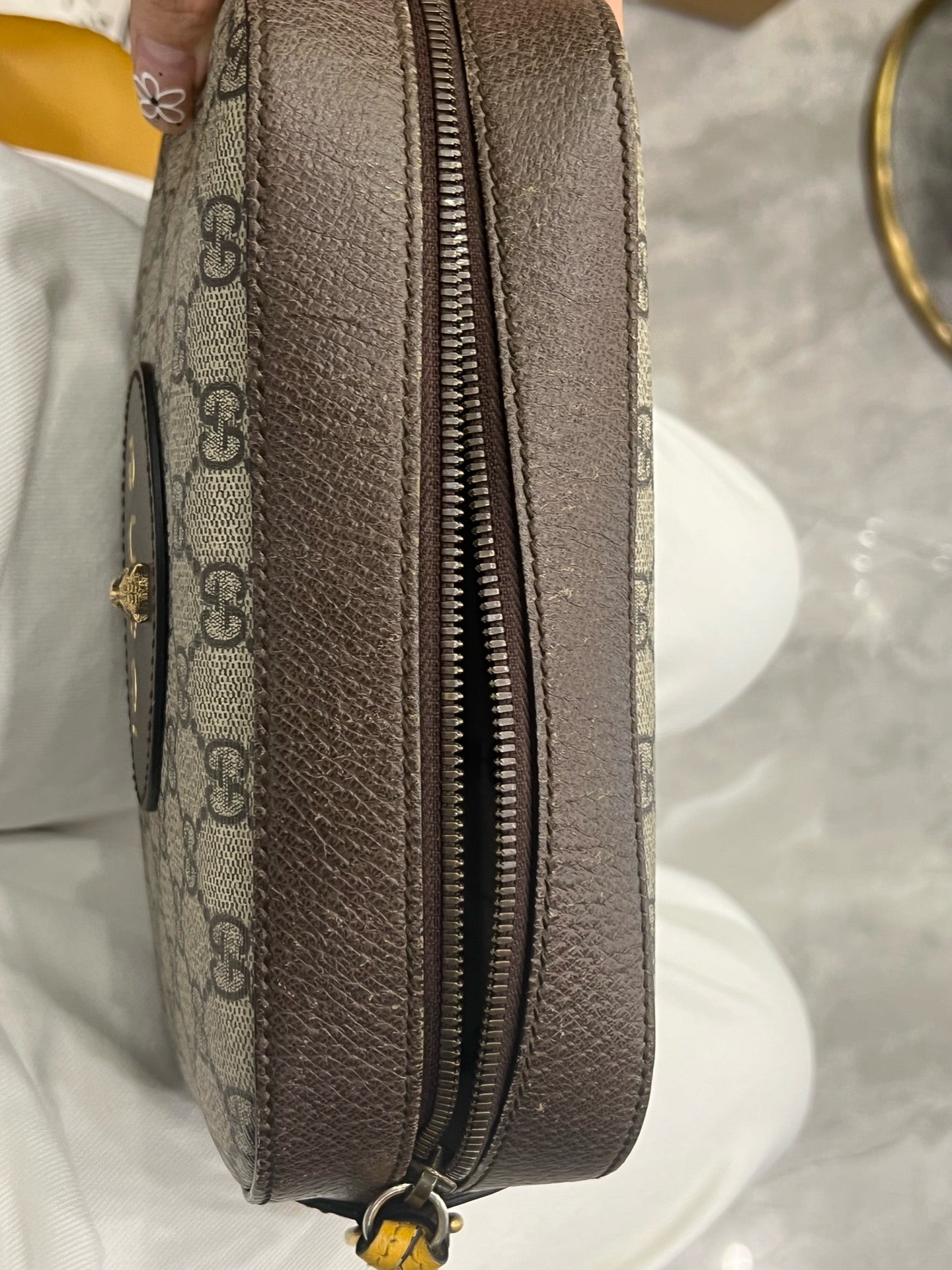 Gucci - Ophidia GG Supreme Camera Bag with Tiger Head - GG Supreme canvas with leather trim - Brown - (medium)