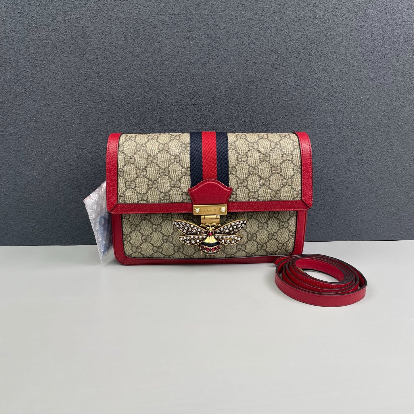 Gucci - Queen Margaret GG Supreme Shoulder Bag - GG Supreme canvas and grained leather - Multicolour - (small)
