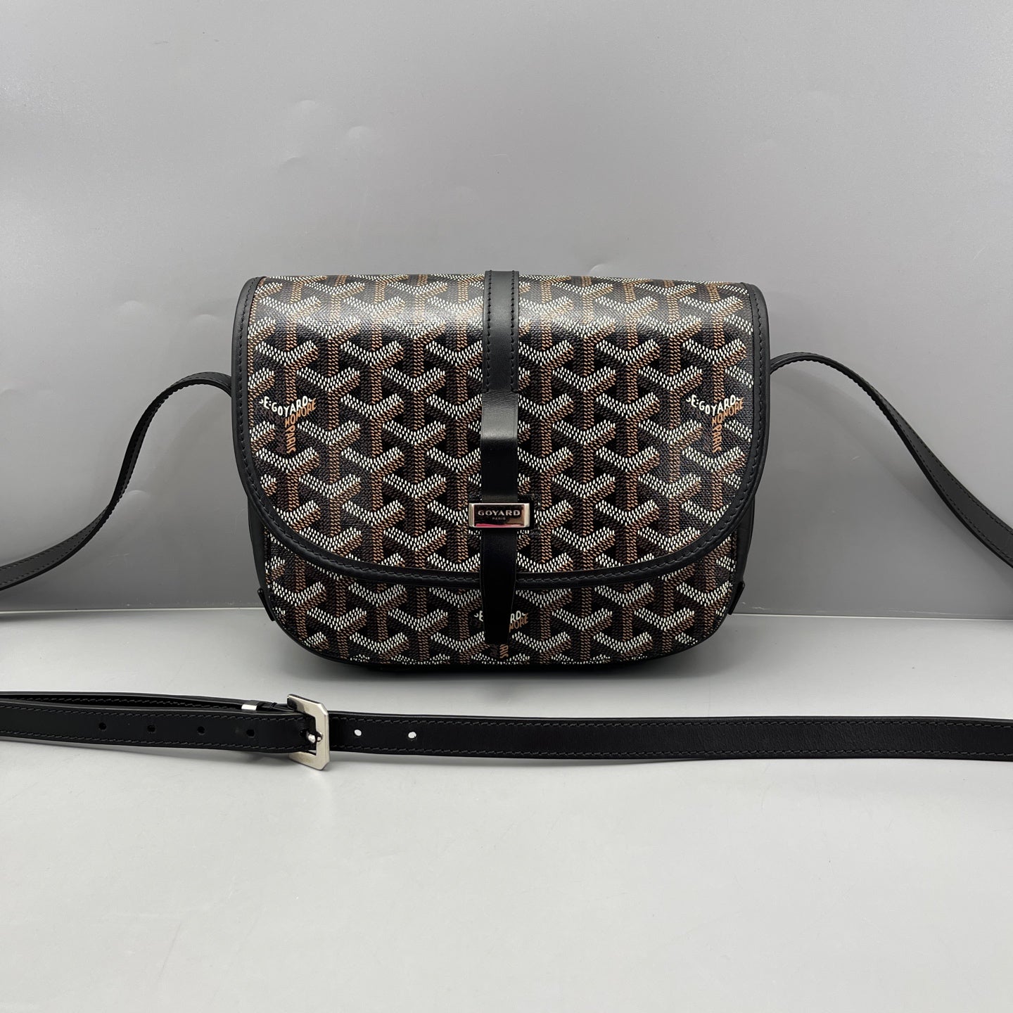 Goyard - Buckle Messenger Bag Small - Goyardine Canvas with Leather Trim - Black - (small)