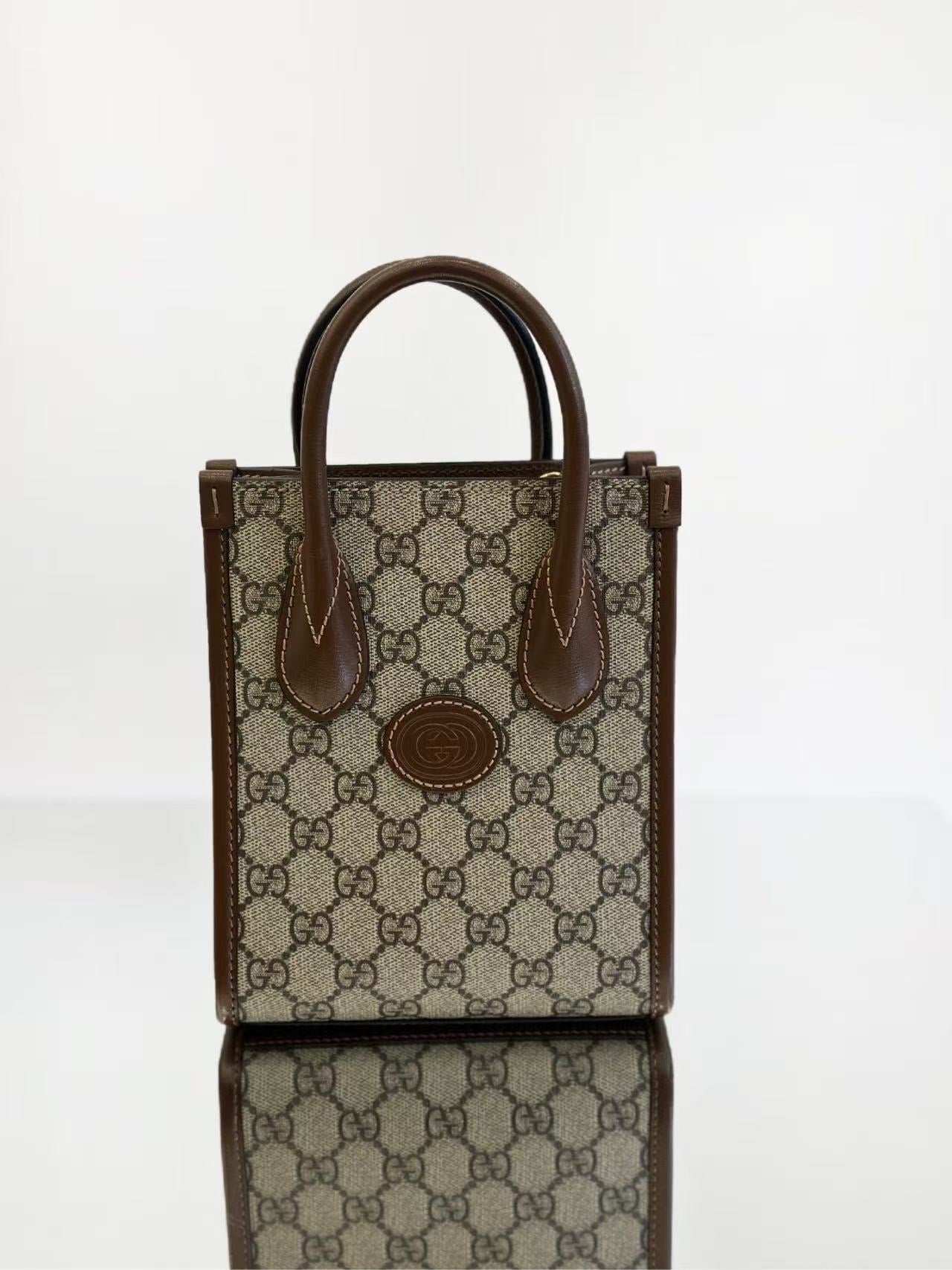 Gucci - Ophidia Mini Tote Bag - GG Supreme coated canvas and leather - Brown - (mini)