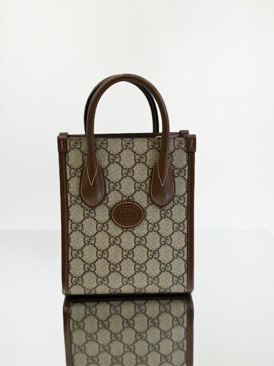 Gucci - Ophidia Mini Tote Bag - GG Supreme coated canvas and leather - Brown - (mini)