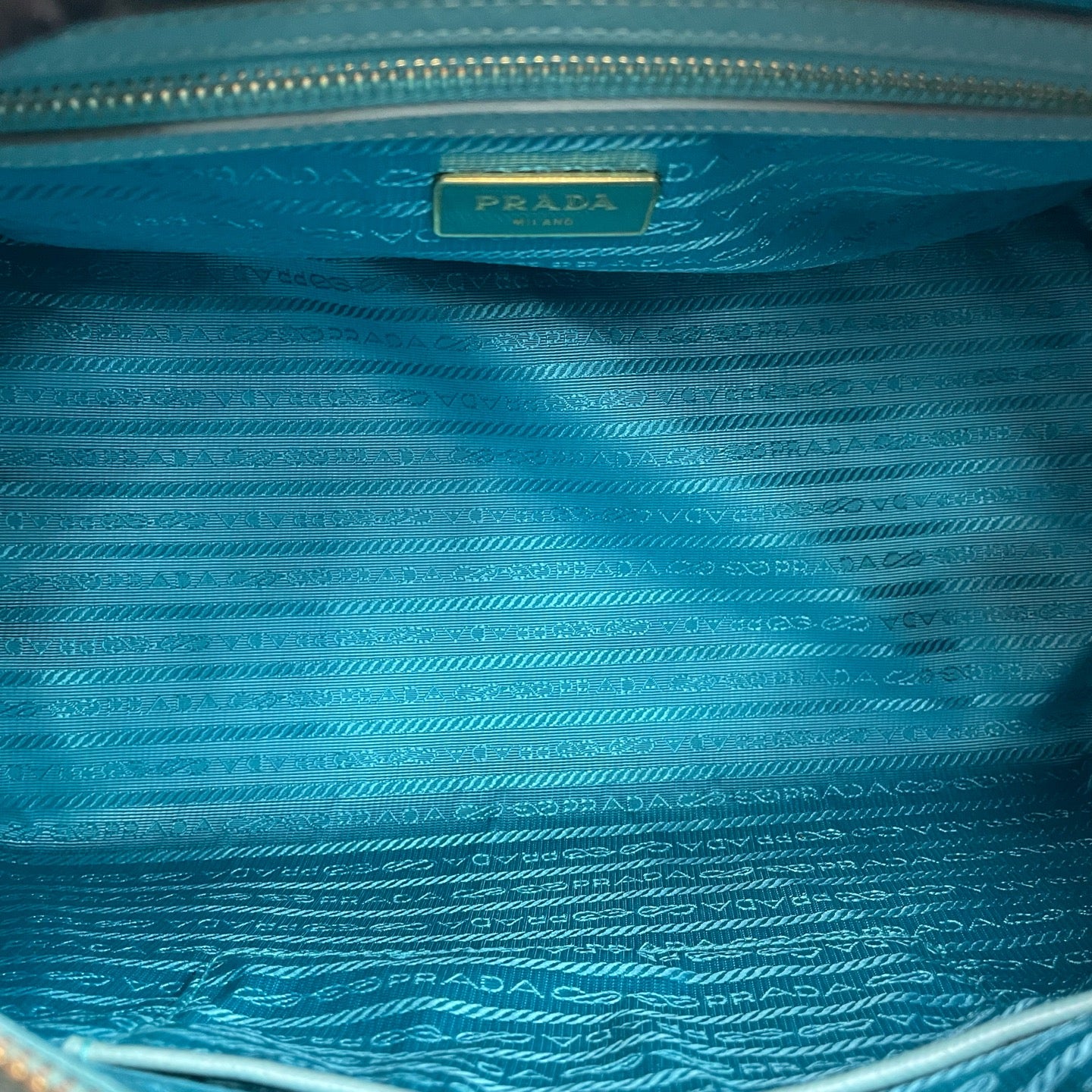 Prada - Saffiano Lux Boston Bag - Saffiano leather - Aqua Blue - (medium)