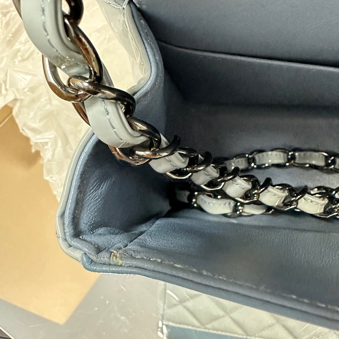 Chanel - Classic Flap Jumbo - Patent leather - Blue - (large)