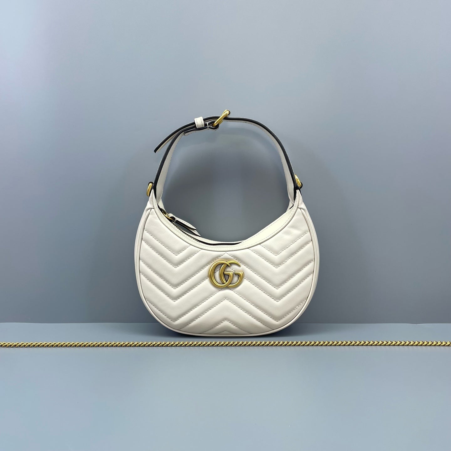 Gucci - GG Marmont Crescent Shoulder Bag - Leather - White - (Small)