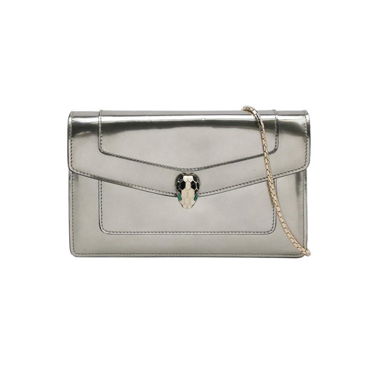 Bvlgari - Serpenti Forever Wallet on Chain - Metallic leather - Silver - (small)