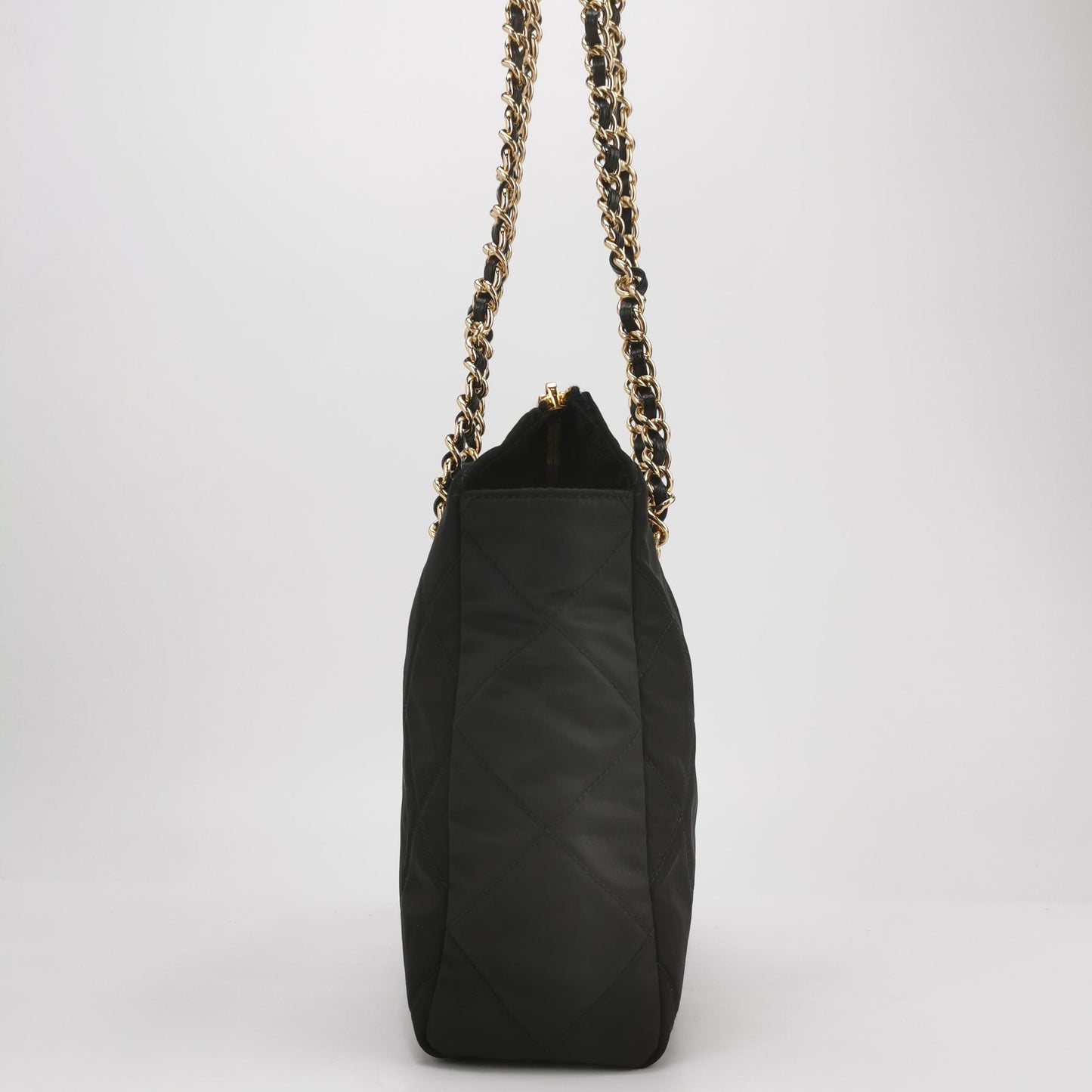 Prada - Quilted Tessuto Chain Shoulder Bag - Quilted Tessuto nylon with Saffiano leather trim - Black - (Medium)