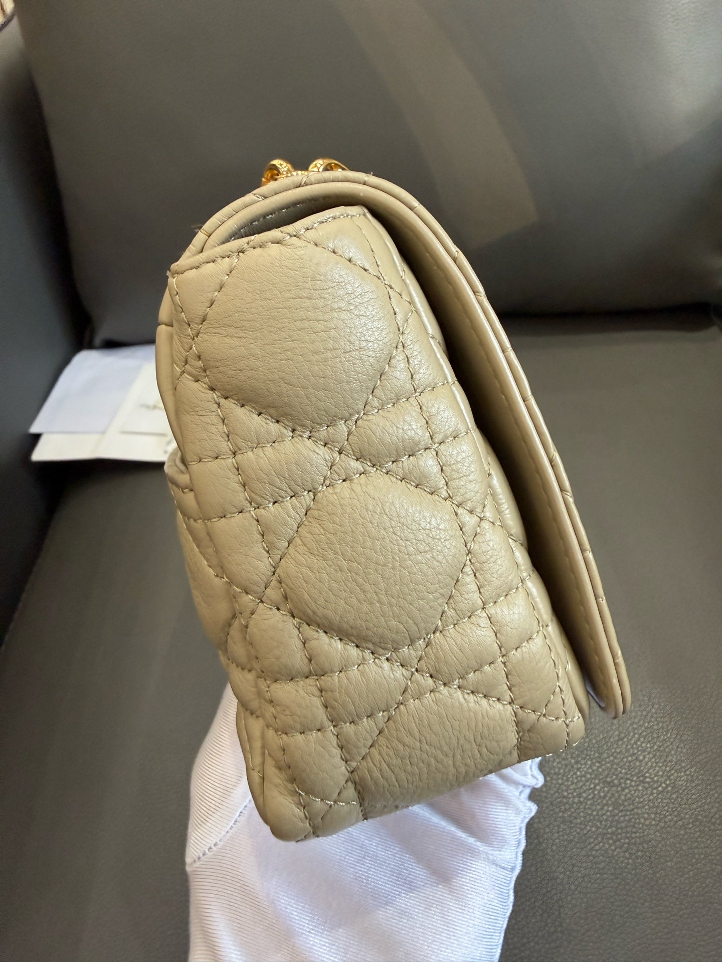 Dior - Caro Small - Calfskin leather - Beige - (small)