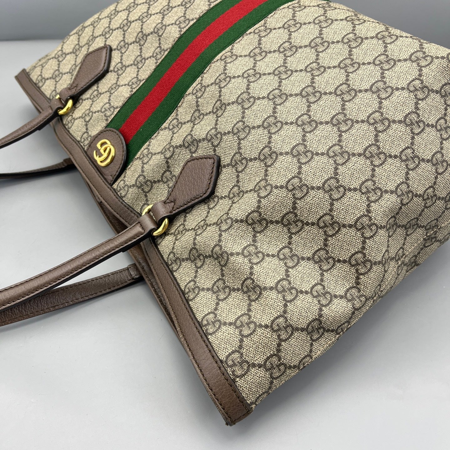 Gucci - Ophidia Tote - GG Supreme canvas with leather trim - Ebony - (medium)