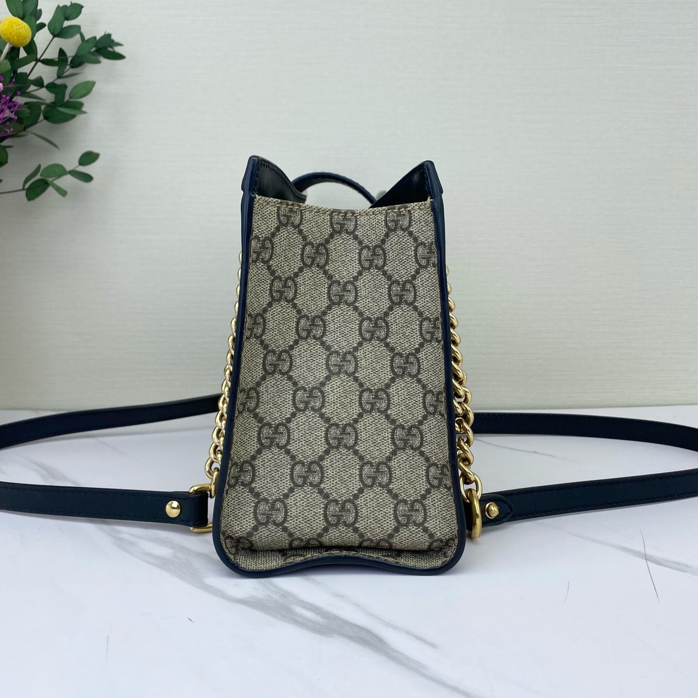 Gucci - Padlock Small Tote - GG Supreme canvas with leather trim - Black - (Small)