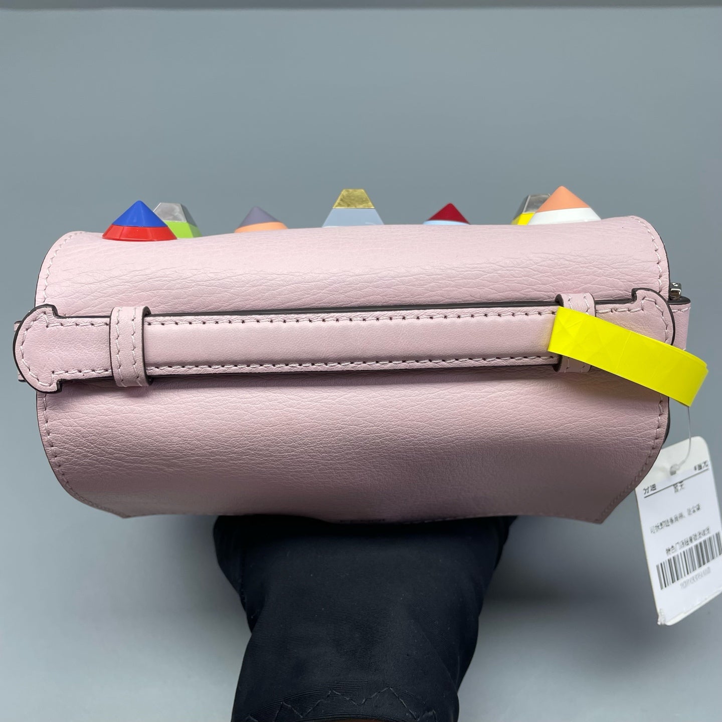 Fendi - Mini Baguette with Studs - Grained leather - Pink - (mini)