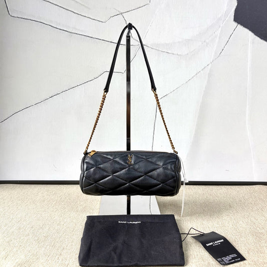 Saint Laurent - Sade Puffer Small Cylindrical Shoulder Bag - Leather - Black - (mini)