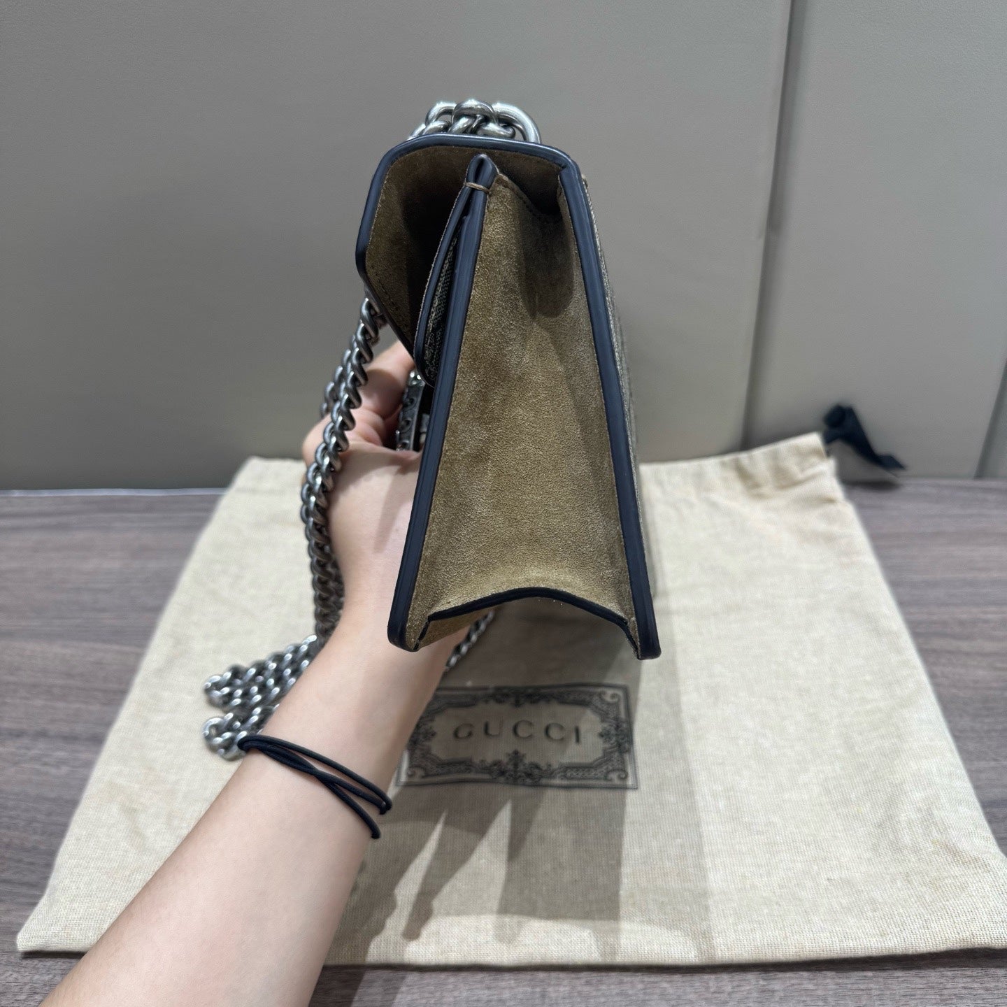 Gucci - Dionysus Shoulder Bag - GG Supreme coated canvas and suede with leather trim - Beige - (small)