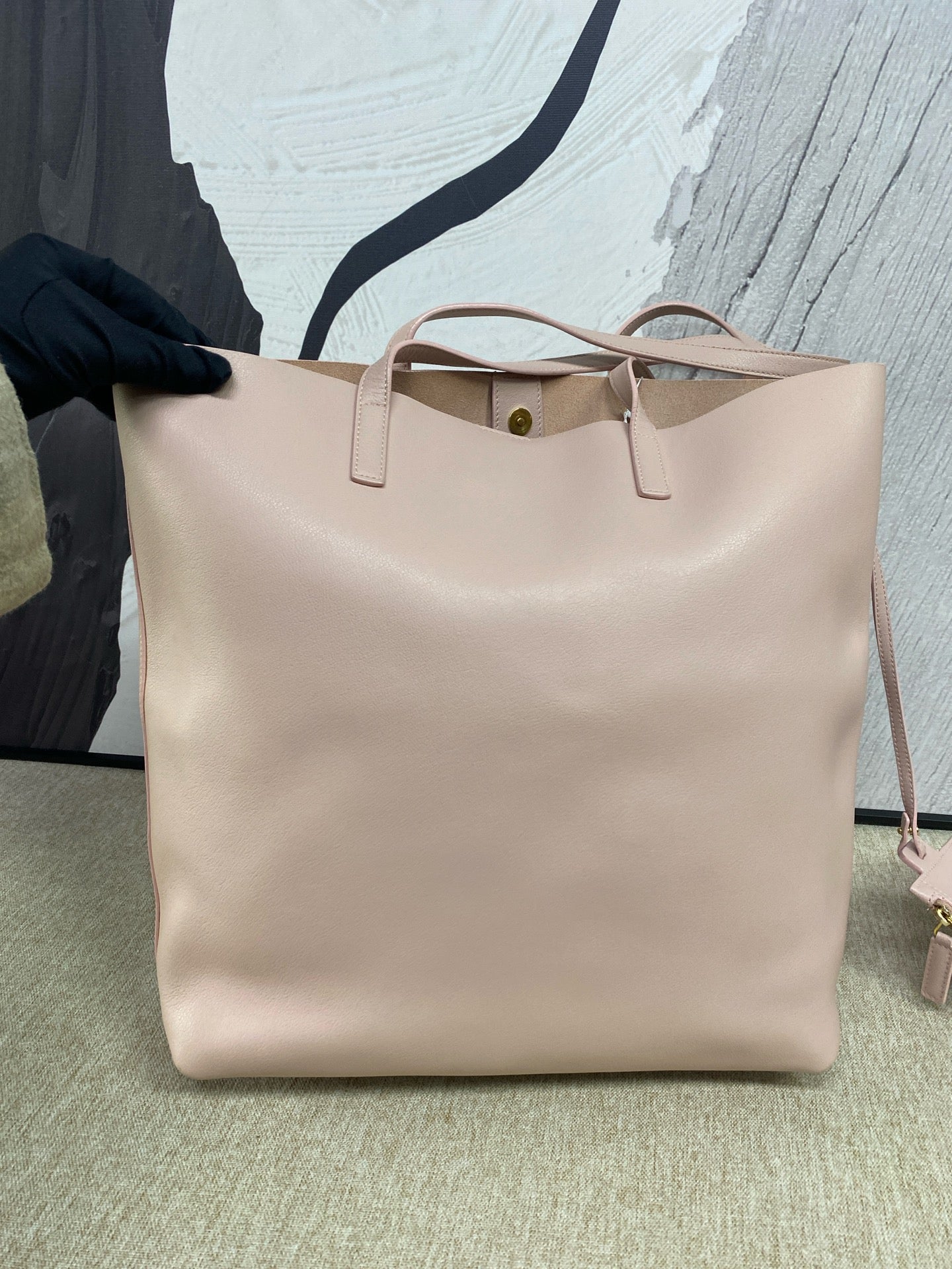 Saint Laurent - Shopping Bag Tote with Pouch - Leather - Pink - (medium)