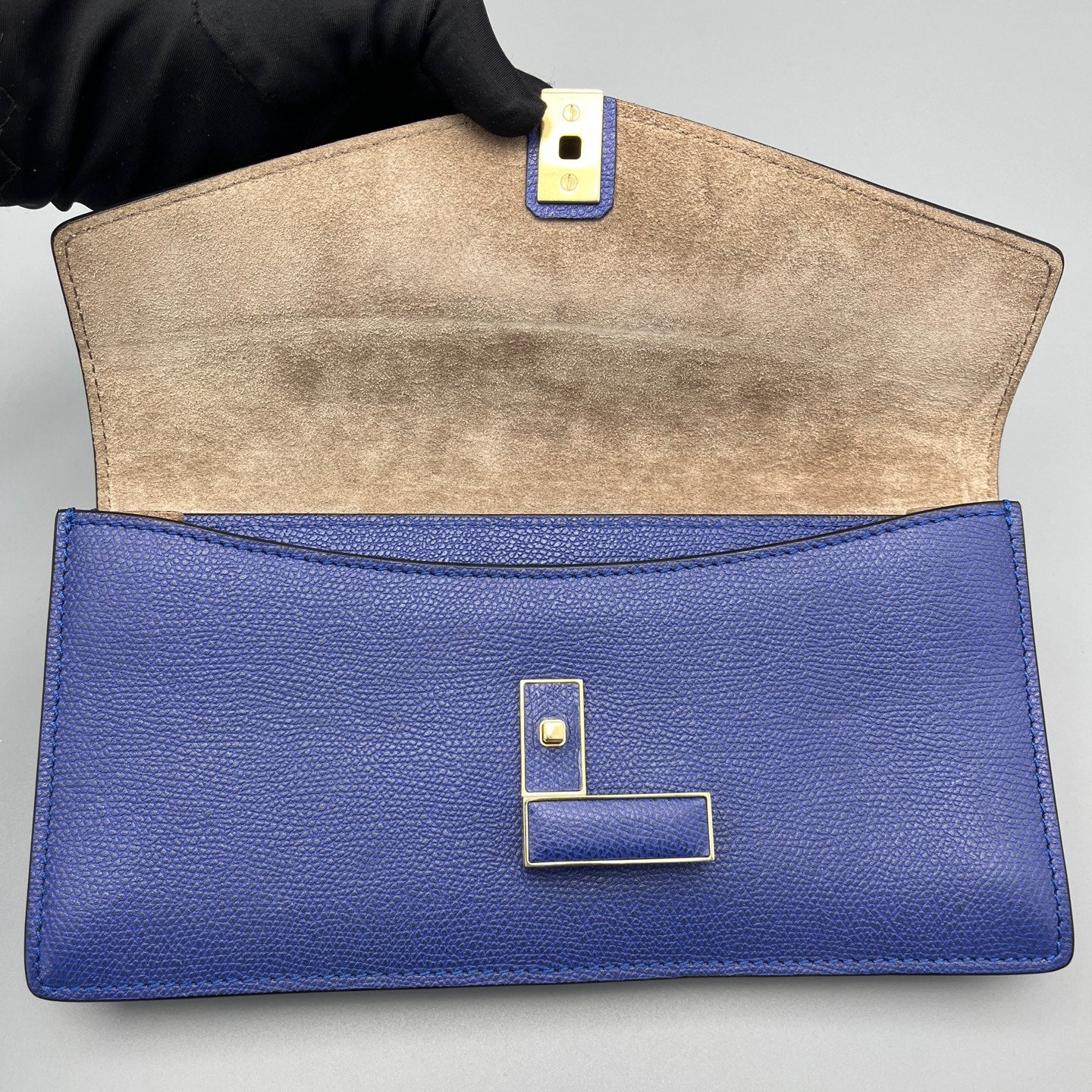 Valextra - Flap Shoulder Bag - Leather - Blue - (small)