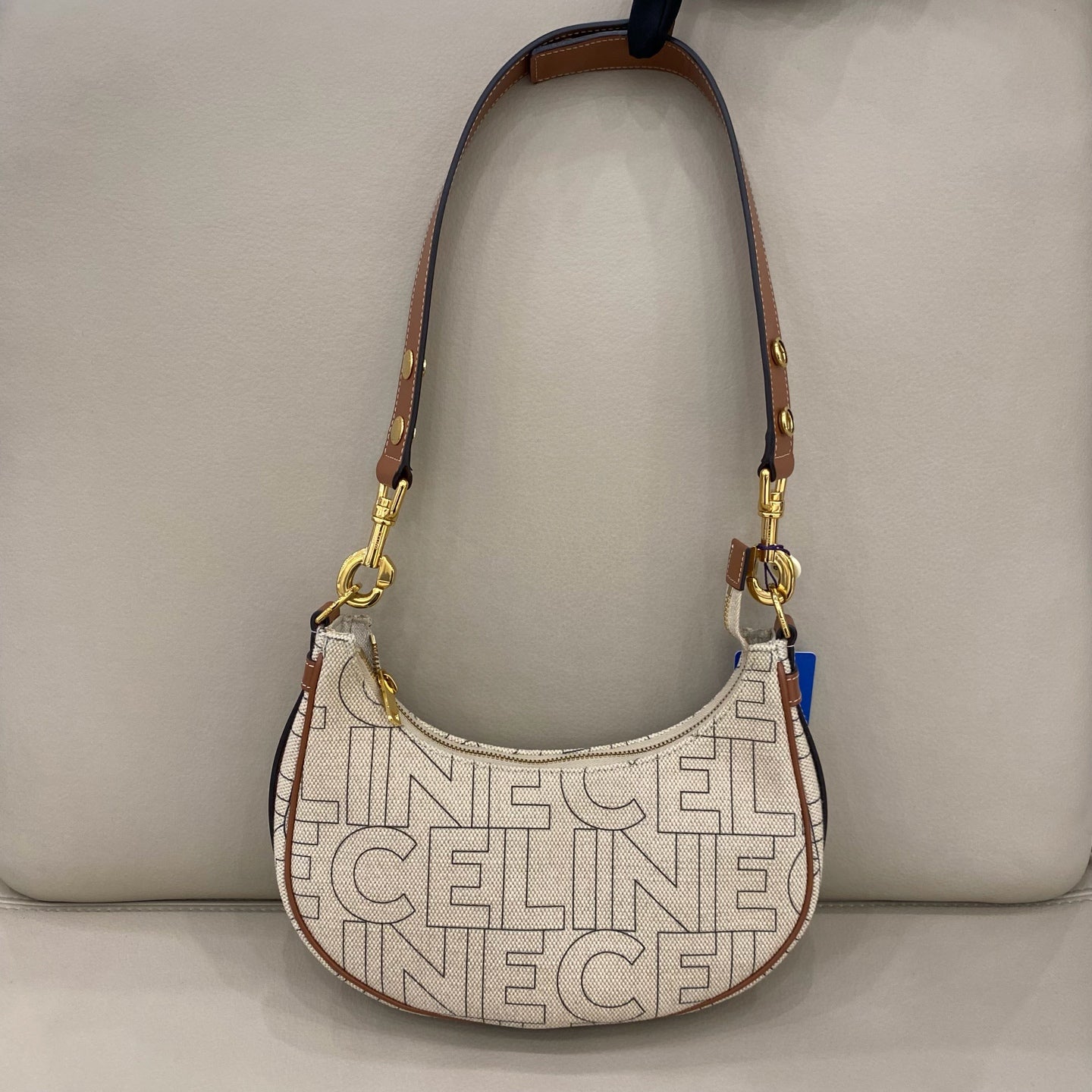 Celine - AVA Medium - Canvas with leather trim - Beige - (medium)