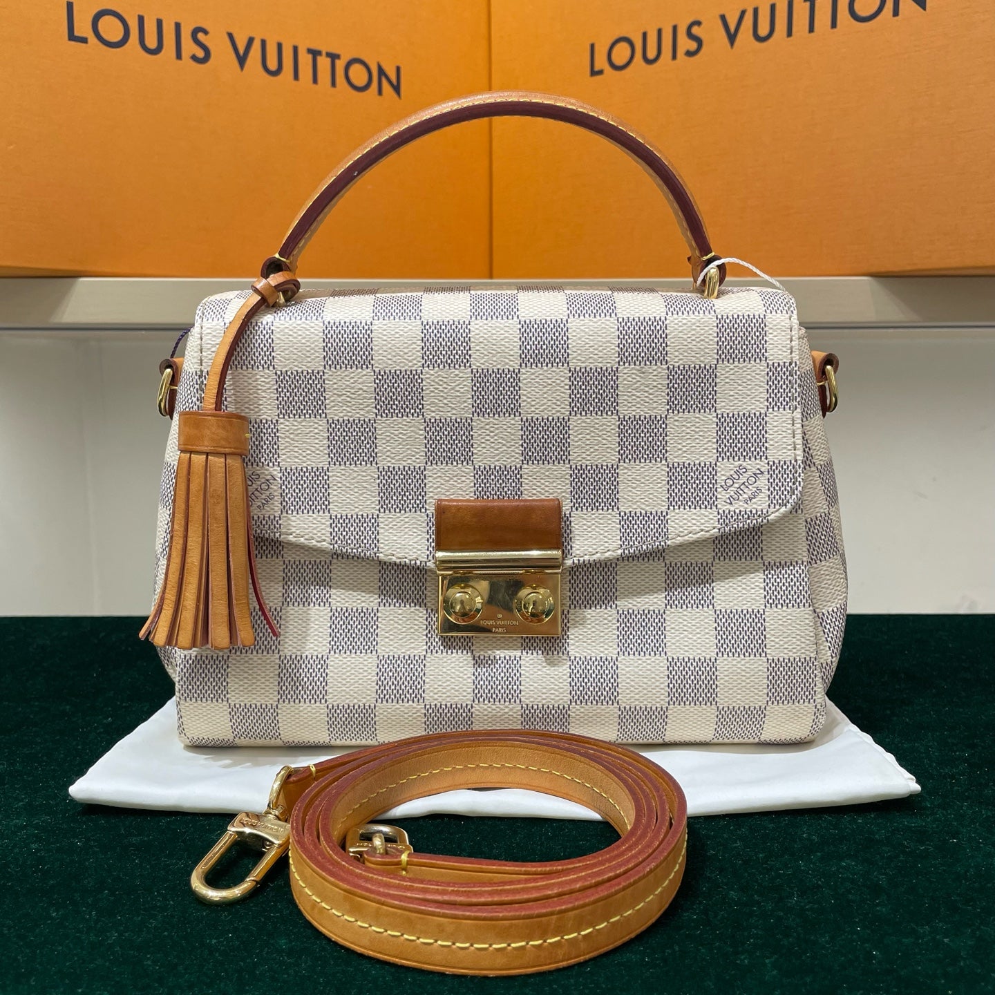 Louis Vuitton - Croisette - Damier Azur coated canvas with natural Vachetta leather trim - White - (Small)