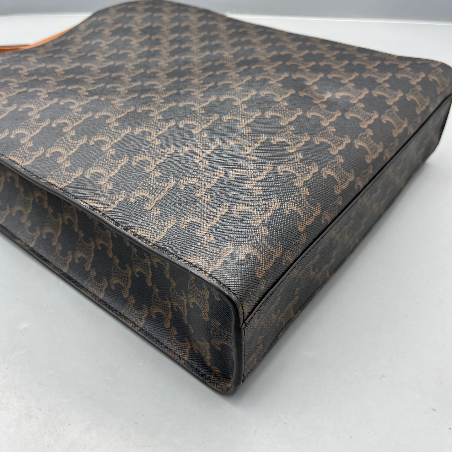 Celine - Small Vertical Cabas Triomphe Canvas with Celine Print - Coated canvas with leather trim - Brown - (small)