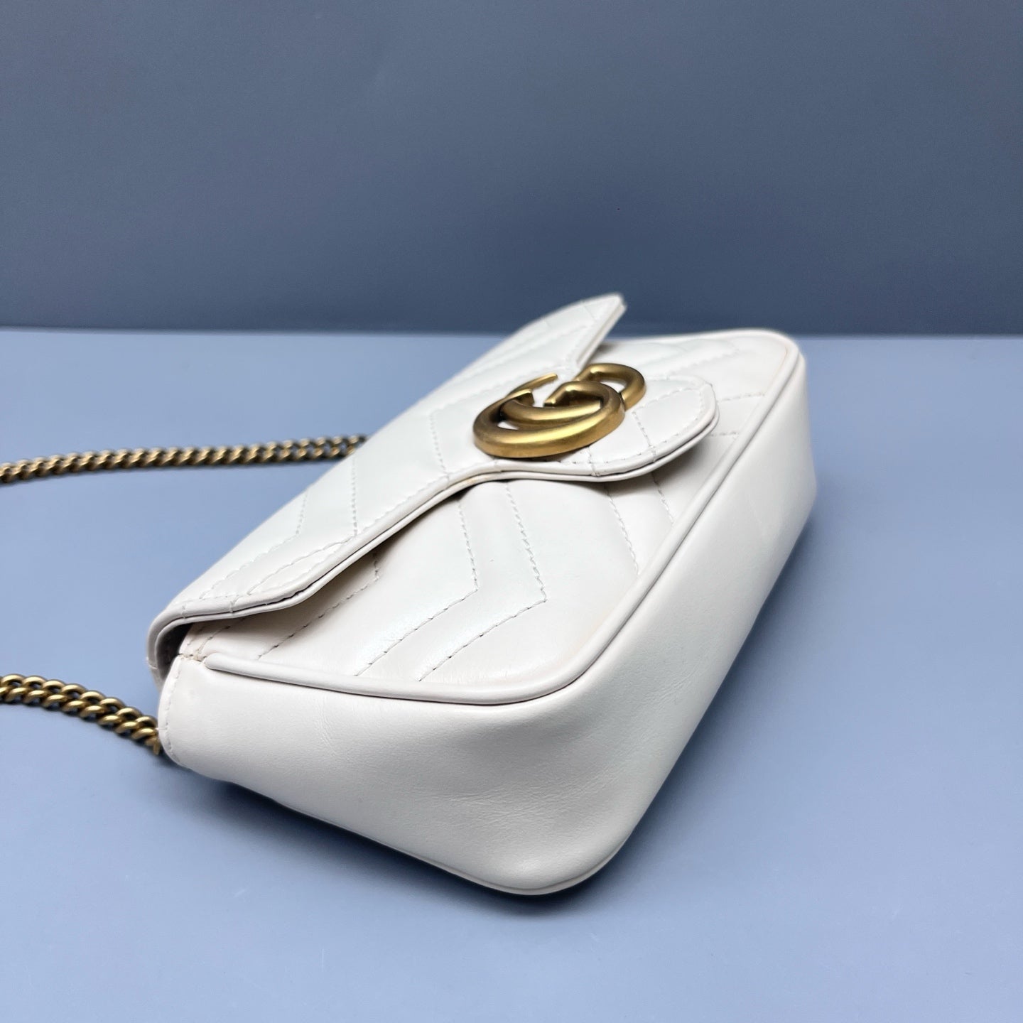 Gucci - GG Marmont Mini Chain Bag - Matelassé leather - White - (mini)