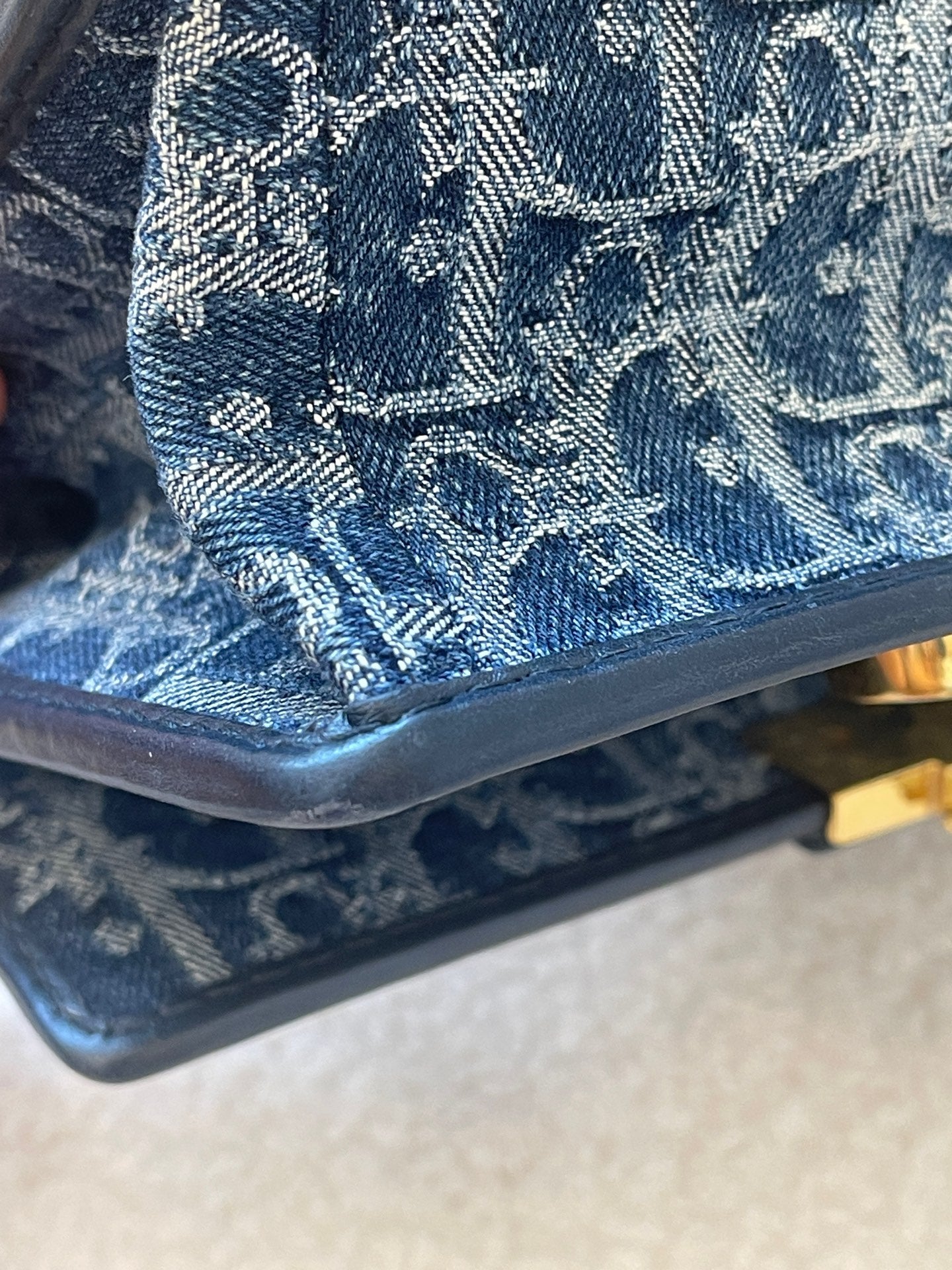 Dior - 30 Montaigne Small Denim - Denim with leather trim - Blue - (Small)