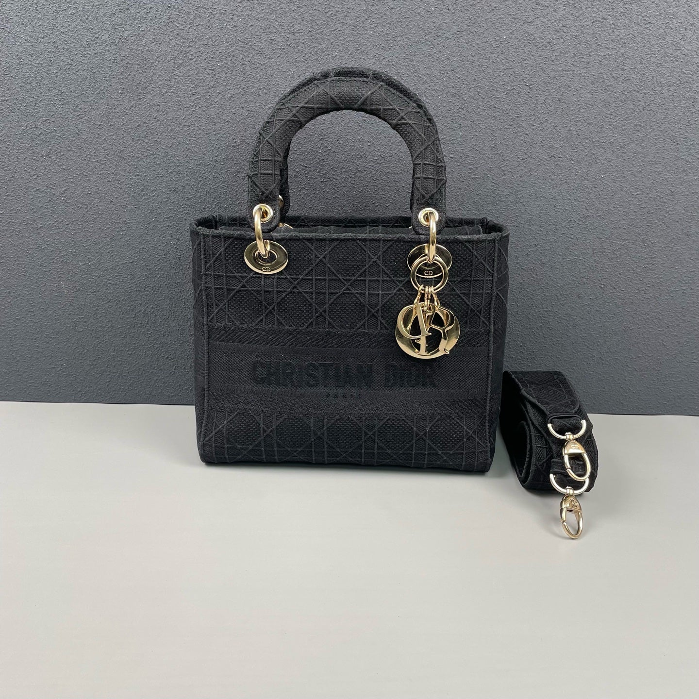 Dior - Lady Dior - Embroidered cloth - Black - (Small)
