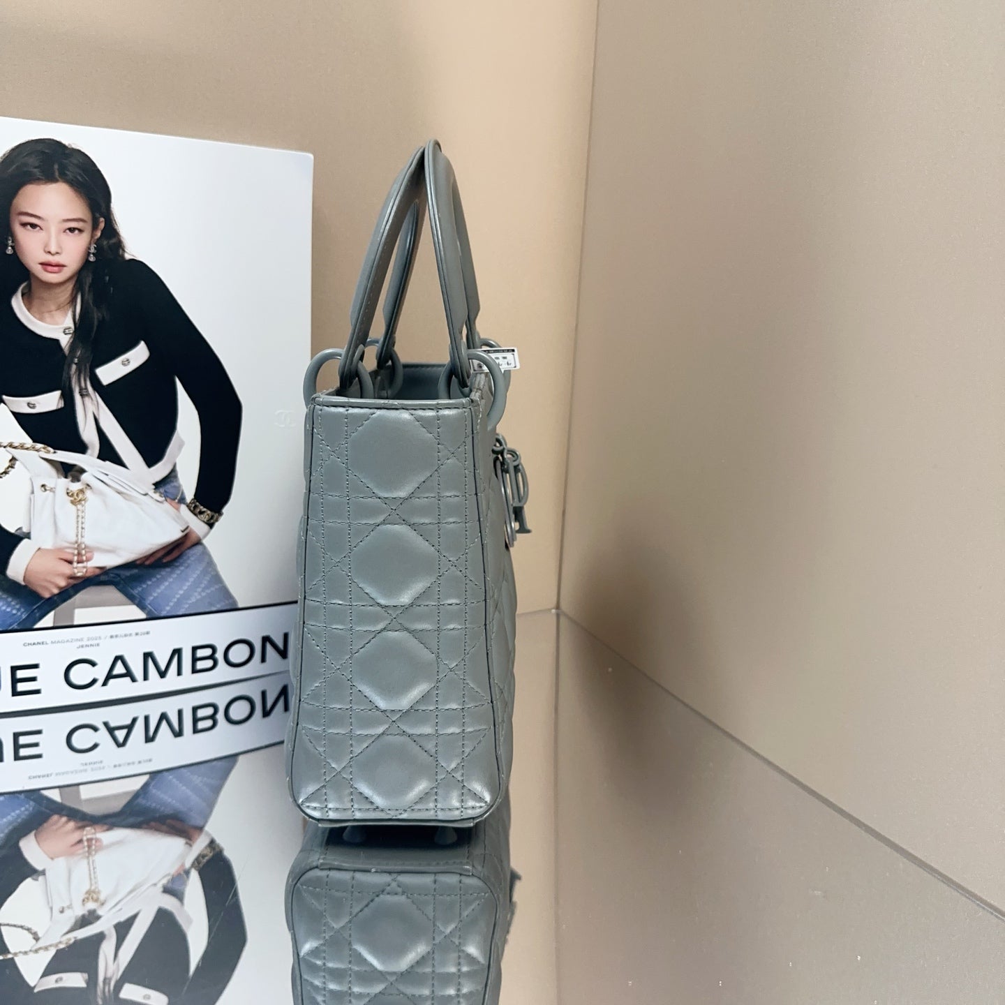Dior - Lady Dior - Leather - Grey - (Small)