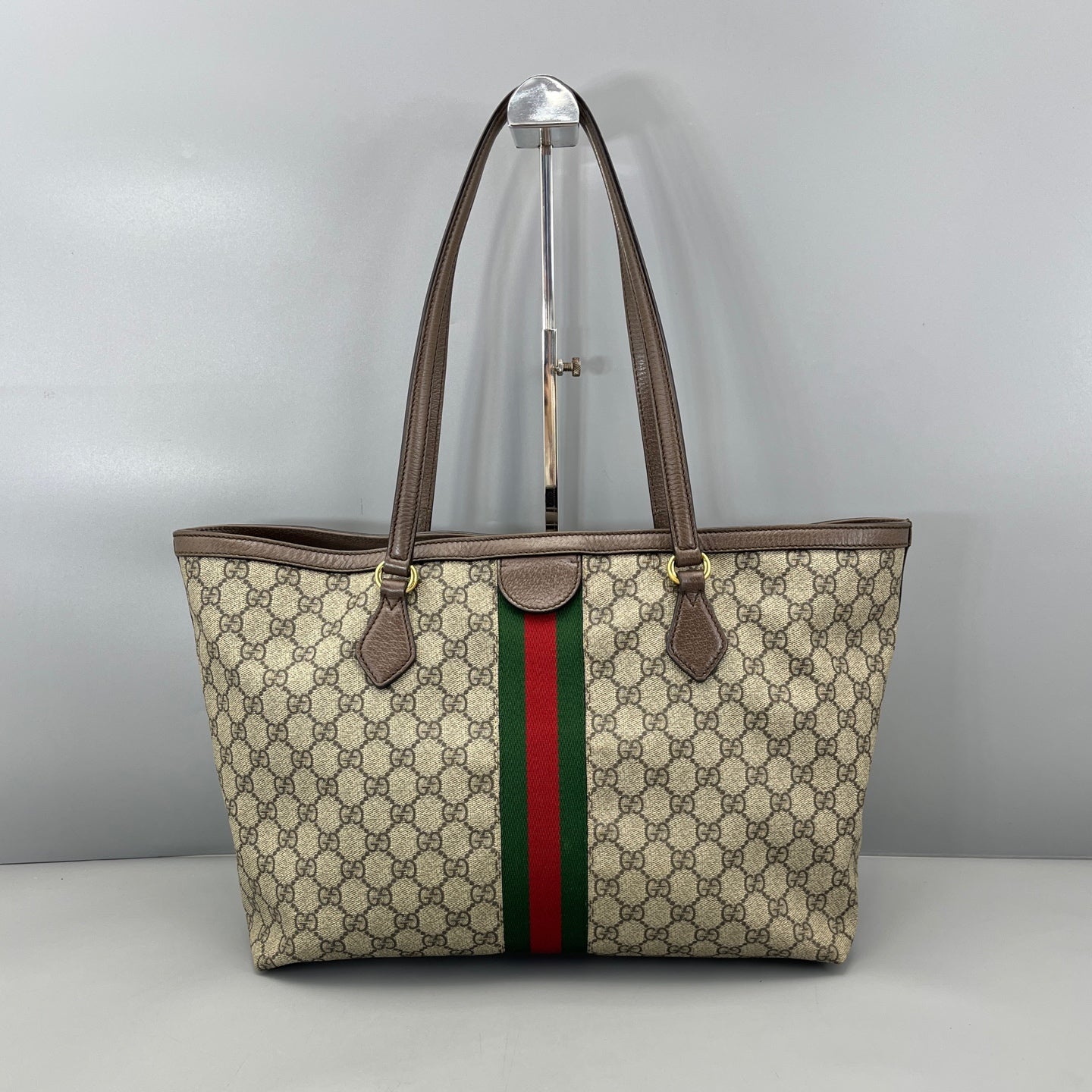 Gucci - Ophidia Tote - GG Supreme canvas with leather trim - Ebony - (medium)