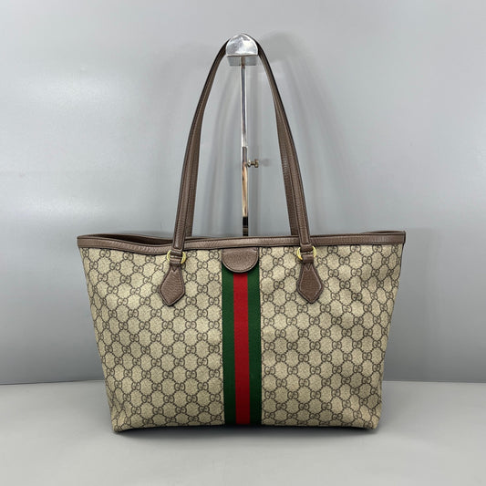 Gucci - Ophidia Tote - GG Supreme canvas with leather trim - Ebony - (medium)