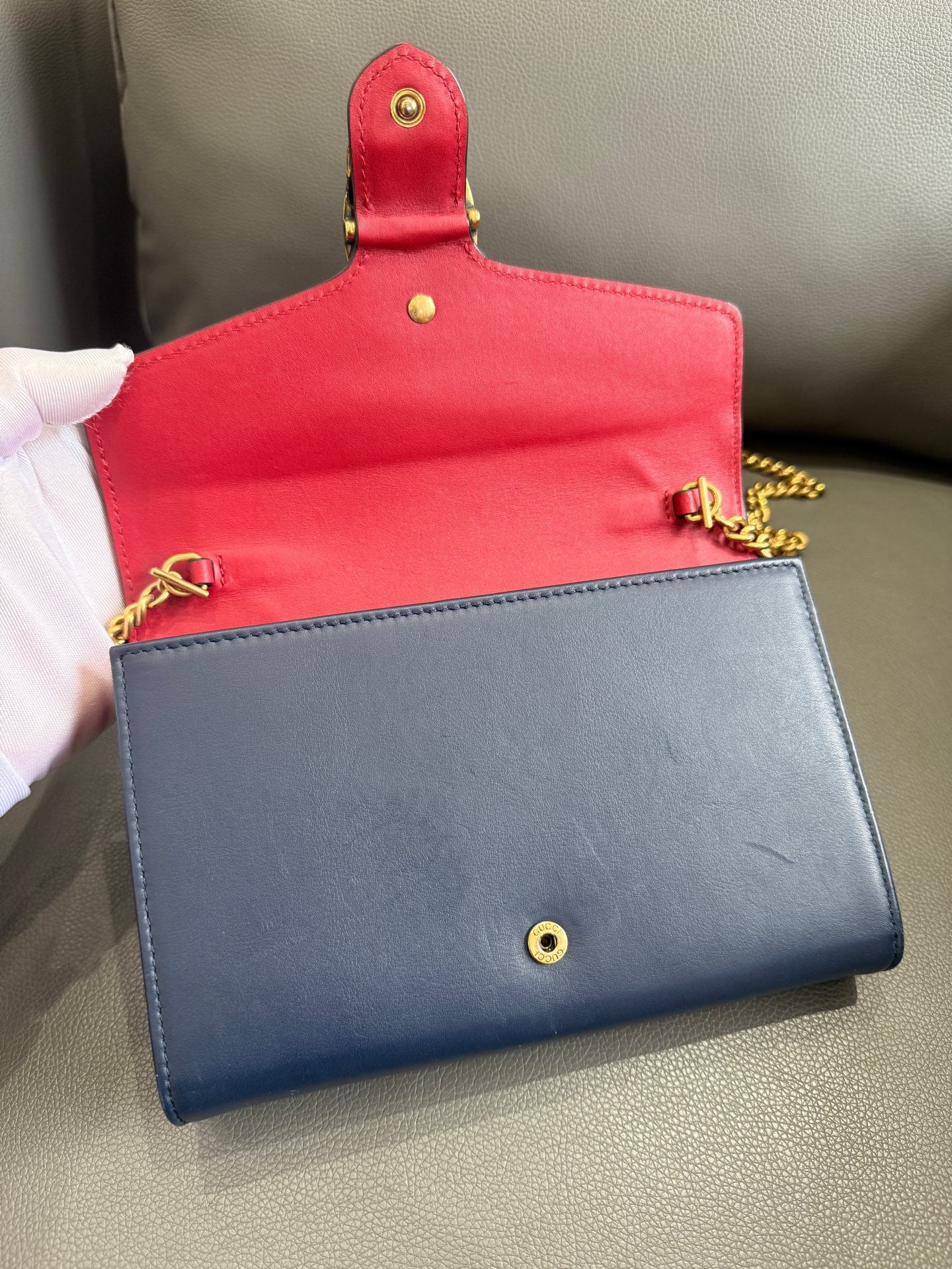 Gucci - Dionysus Wallet on Chain (WOC) - Leather - Blue with Red Interior - (Mini)