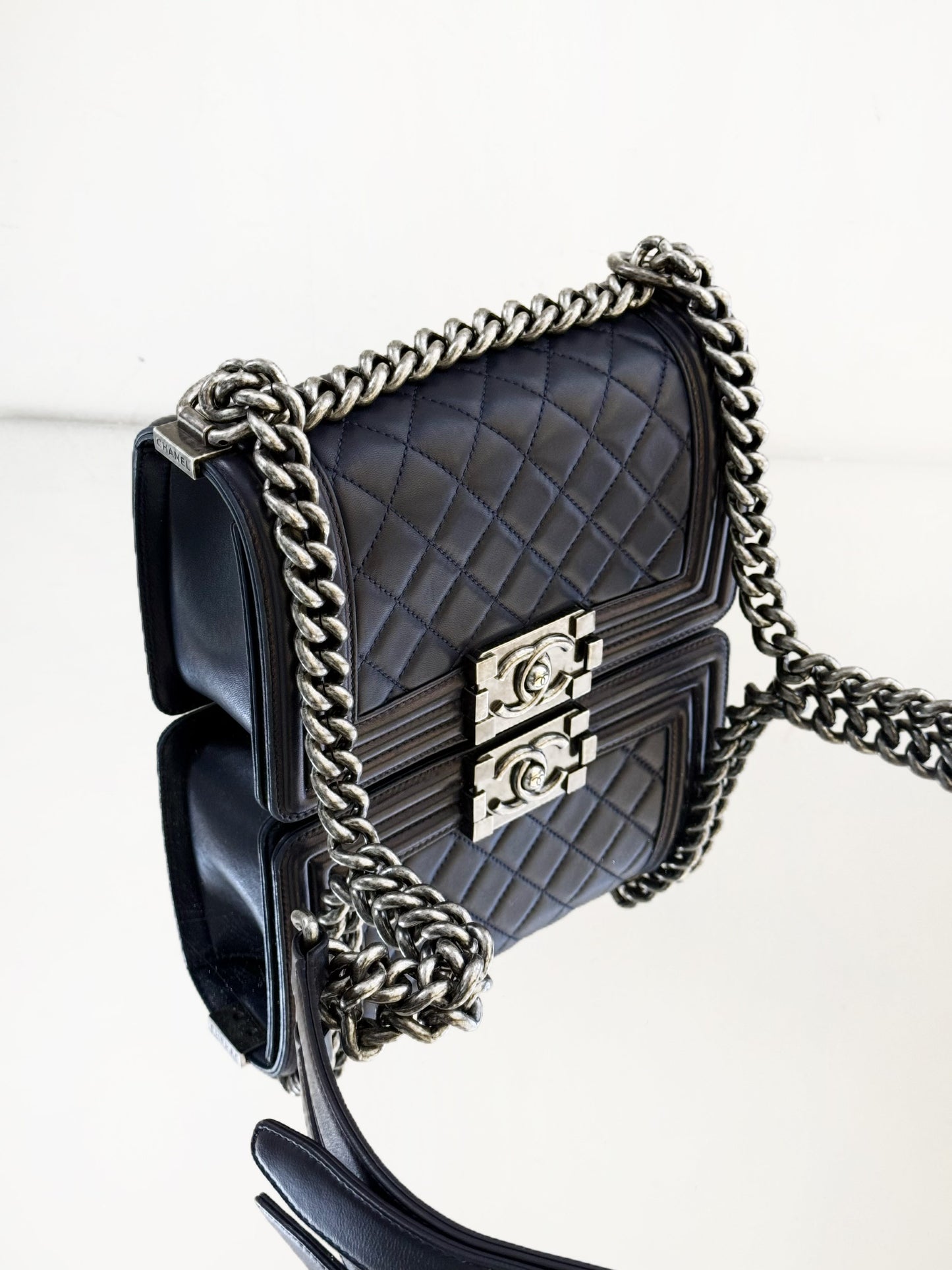 Chanel - Boy Bag Small - Lambskin leather - Navy - (small)