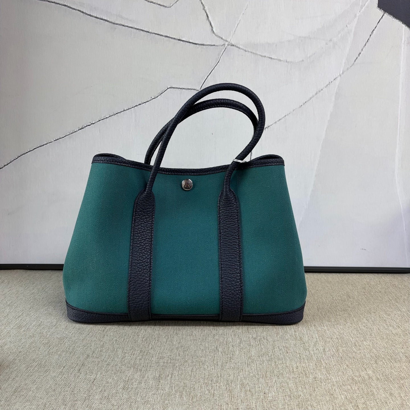 Hermès - Garden Party 30 - Canvas and Leather - Dark Green with Black - (Medium)