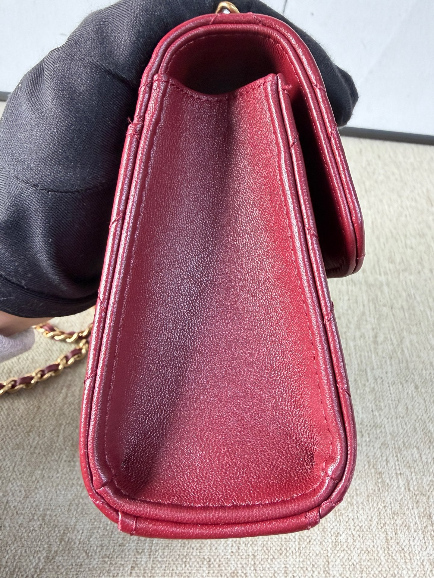 Chanel - Mini Pearl Handle Flap Bag - Lambskin leather - Red - (mini)